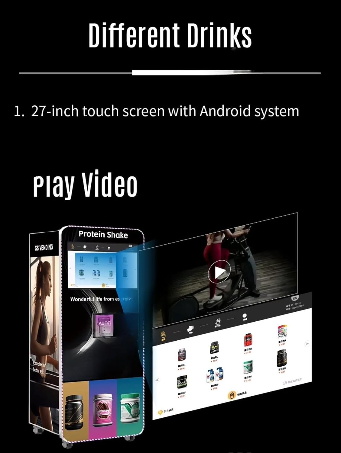 Professional Protein Shake Vending Machine, 6 Flavor Options, Freshly Made Protein Vending Machine with Mixer, Supports Multiple Payment, Smart Touchscreen & Remote Monitoring for Gyms