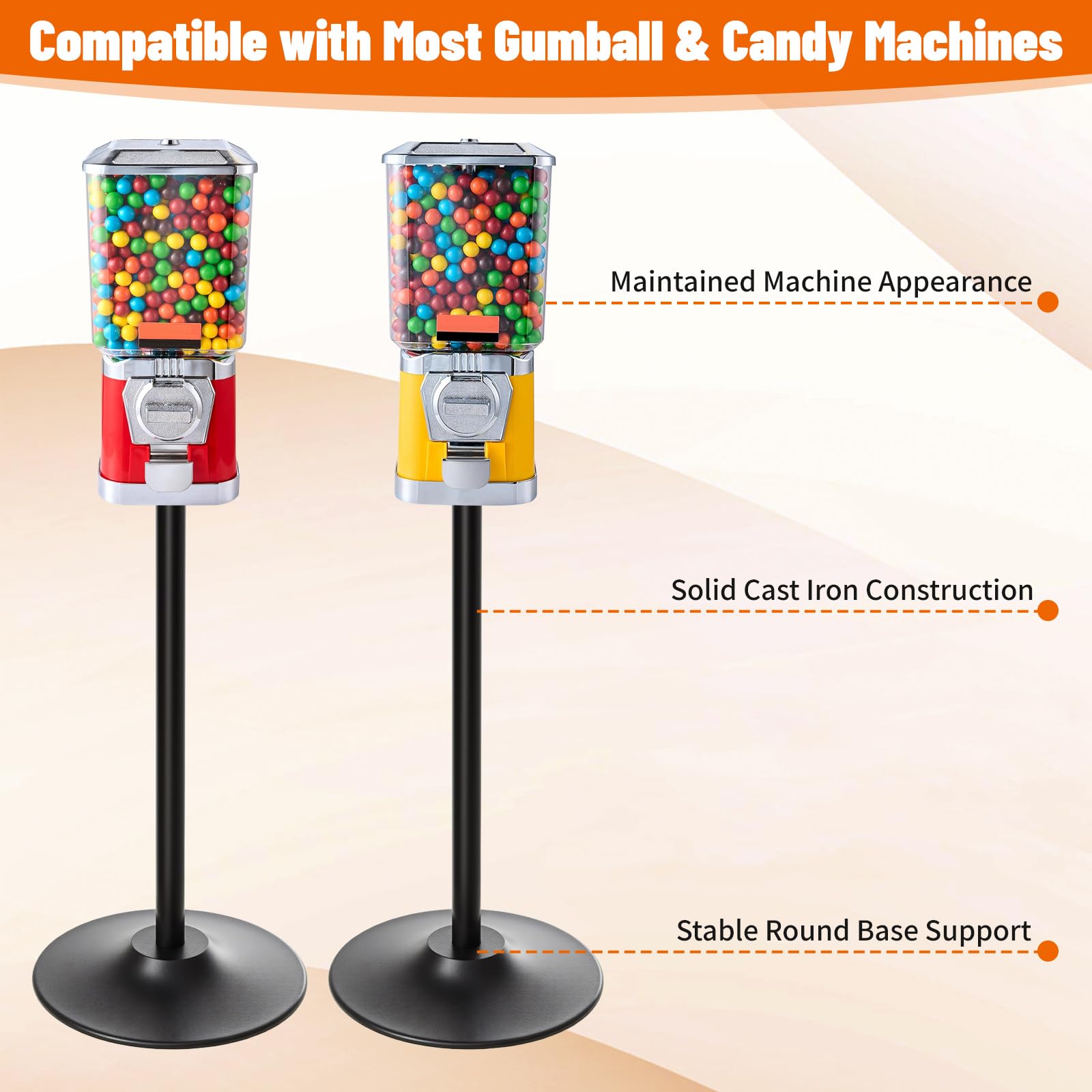 Maxdot Double Metal Stand for Gumball Machine Candy Popcorn Vending Specially Made for 2 Small Candy Machines Cast Iron 28” Tall with 18” Round Base Replacement Part, Black Only The Stand