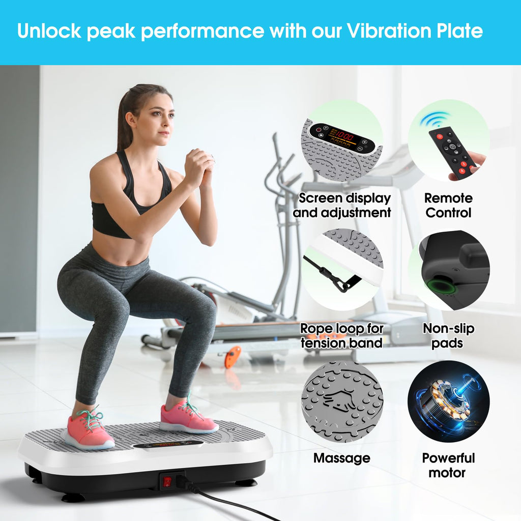 SoftGym Waver Vibration Plate Exercise Machine for Lymphatic Drainage Weight Loss,120 Speed Levels Vibrating Platform with Resistance Bands,Full-Body Workout Equipment for Muscle Toning