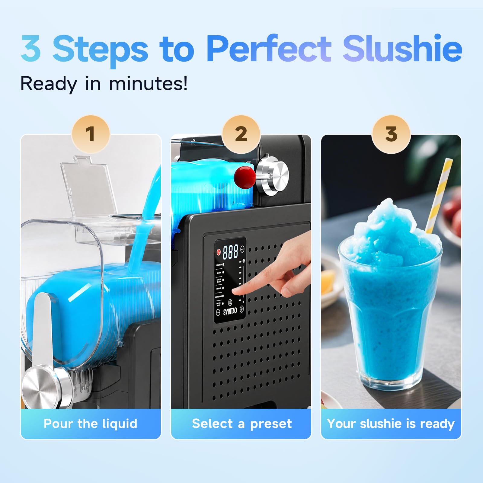 SYINTAO 2-in-1 Slushie & Soft Serve Ice Cream Maker, No-Ice-Needed Frozen Drink Machine with LED Display, 6 Preset Modes, Auto-Clean & Delay Timer – Gift for Family