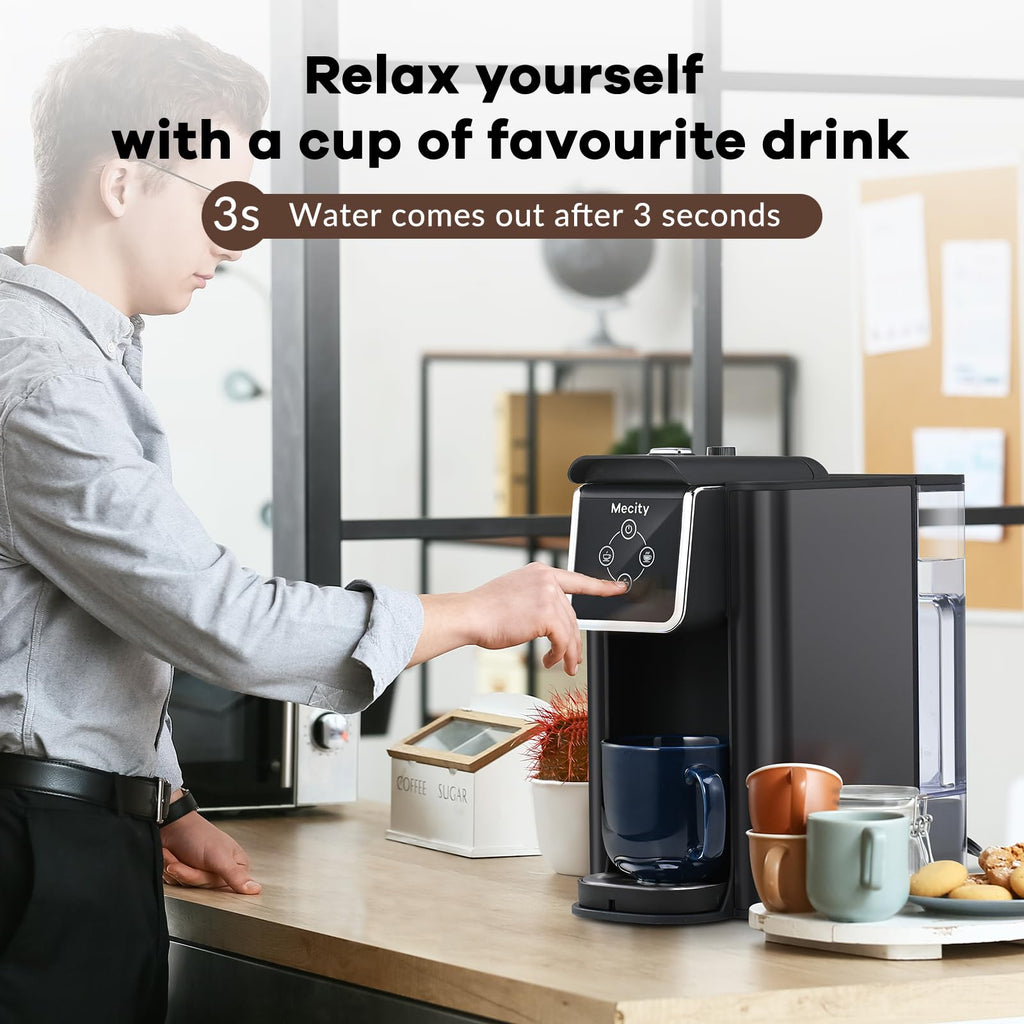 Mecity Pink Coffee Maker 3-in-1 Single Serve Coffee Machine, For Flat Bottom Coffee Capsule, Ground Coffee, 6 to 10 Ounce Cup, Removable 50 Oz Water Reservoir, 120V 1150W
