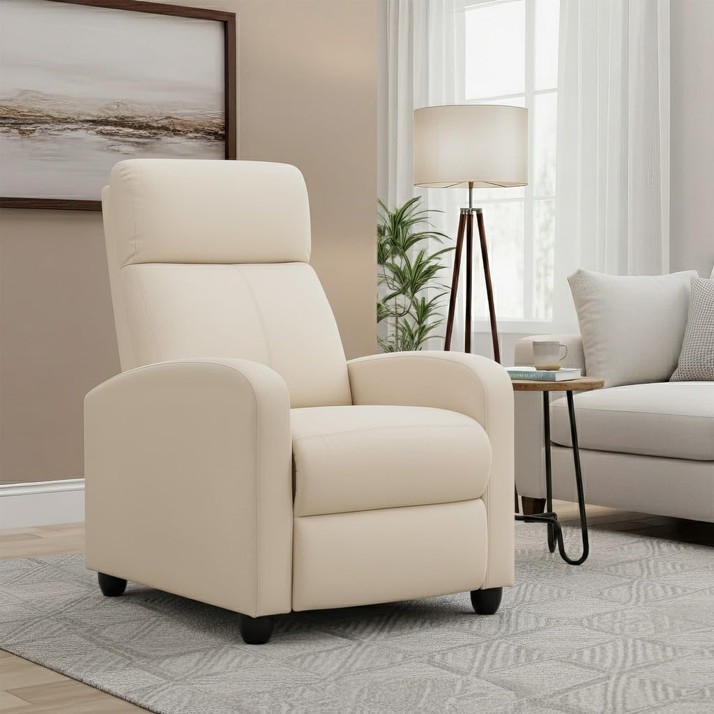BestMassage | Recliner Chair | with 2 Point Massage Function | Pu Brown | with Lumbar Support, Adjustable Push Back, Footrest & Padded Seat | Easy Assembly | for Living Room, Home Theatre