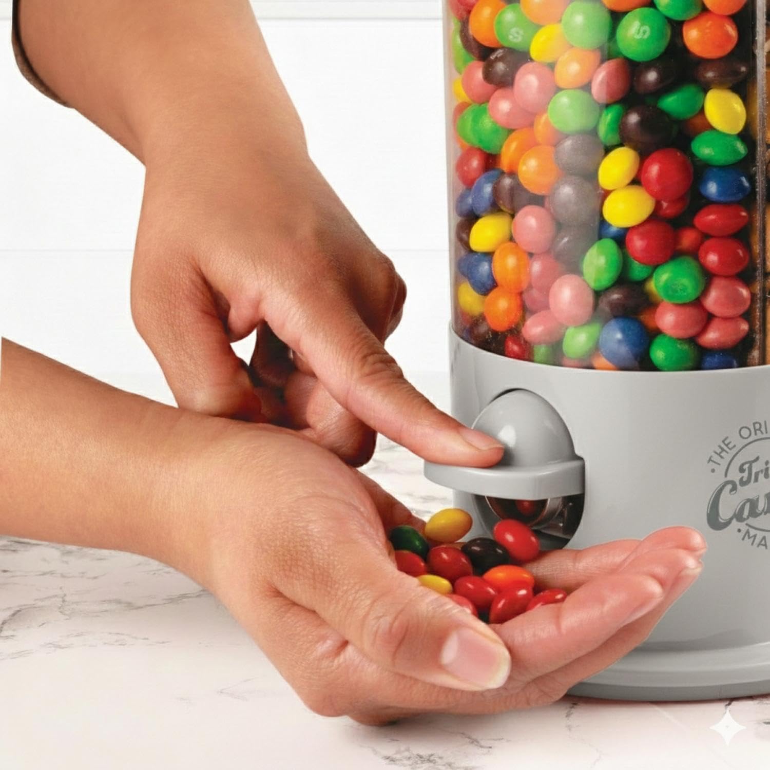 Handy Gourmet Original Triple Candy Machine-Fun Candy & Nut Dispenser-New & Improved (Pearl White), Standard (JB8450PWHI)