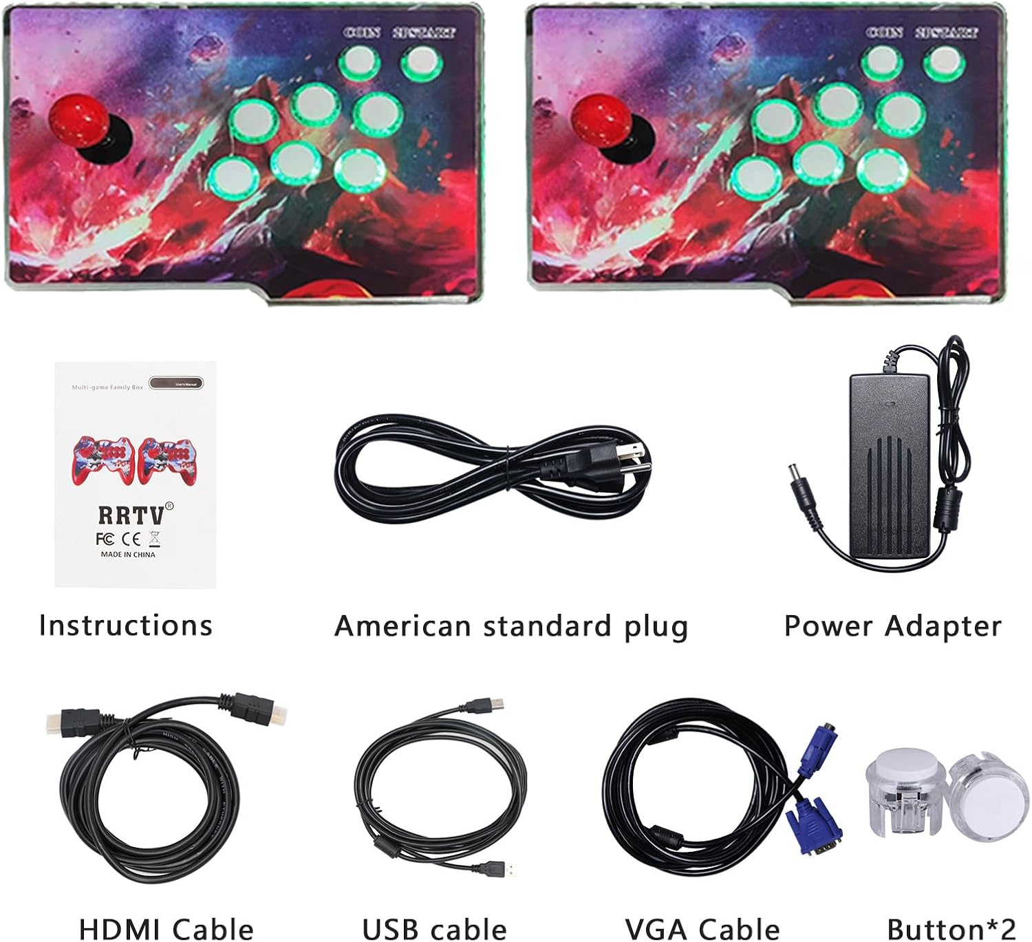 【36700 Games in 1】 Separate 3D WiFi Pandora's Box, Separate 2 in 1 Classic Arcade Game Console, 2 Joysticks, Support 3D, 1280x720 Full HD, Search/Save/Hide/Pause Game up to 4 Players