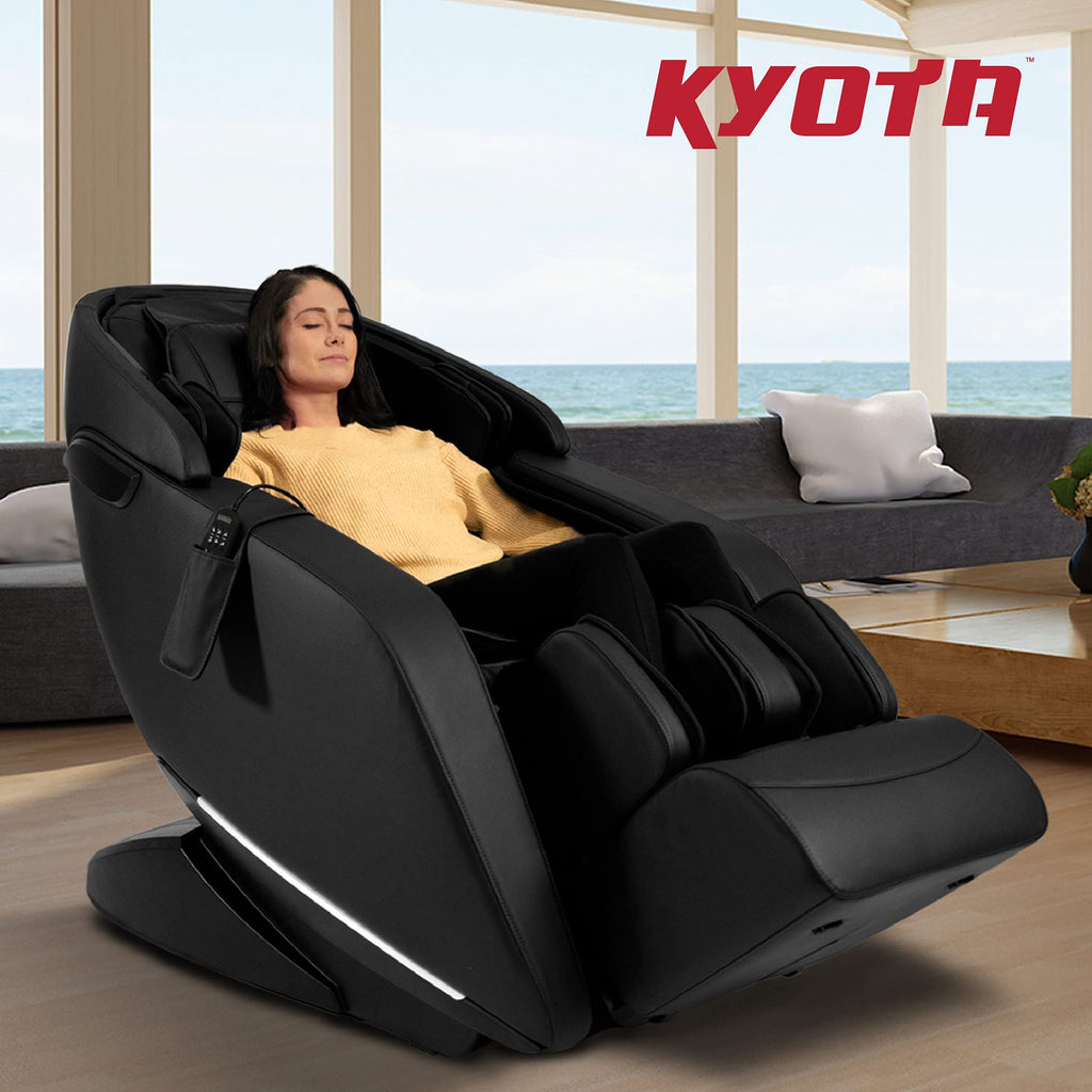 Kyota M380 Genki Massage Chair, Black, Modern Style, Zero-Gravity Recliner, Shiatsu Massage, Voice Controlled, Chromotherapy Lights, 50 x 30 x 40 inches, 200 lbs Weight Capacity