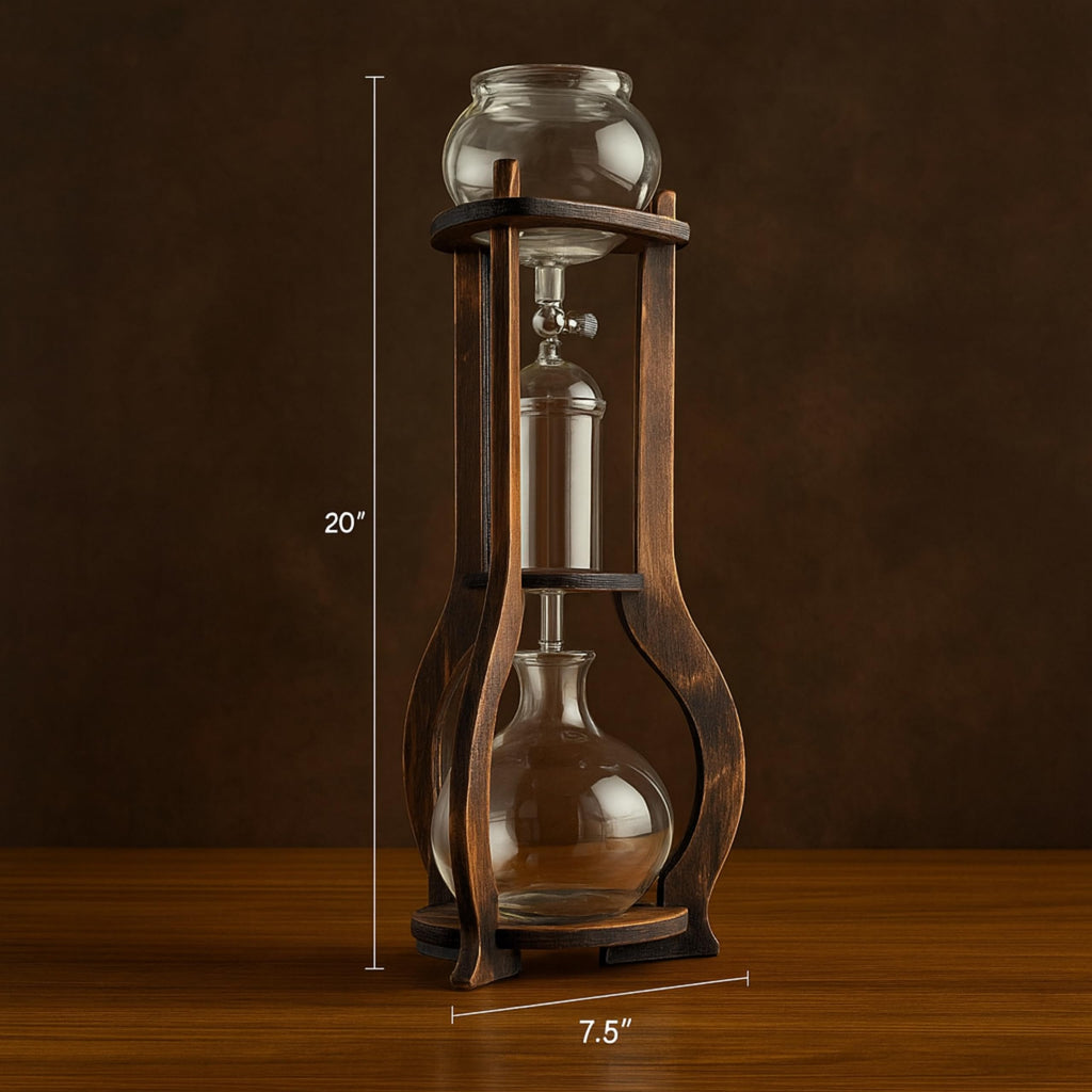 Nispira Cold Brew Drip Tower Iced Coffee Maker Glass Wooden Stand 25 Cups