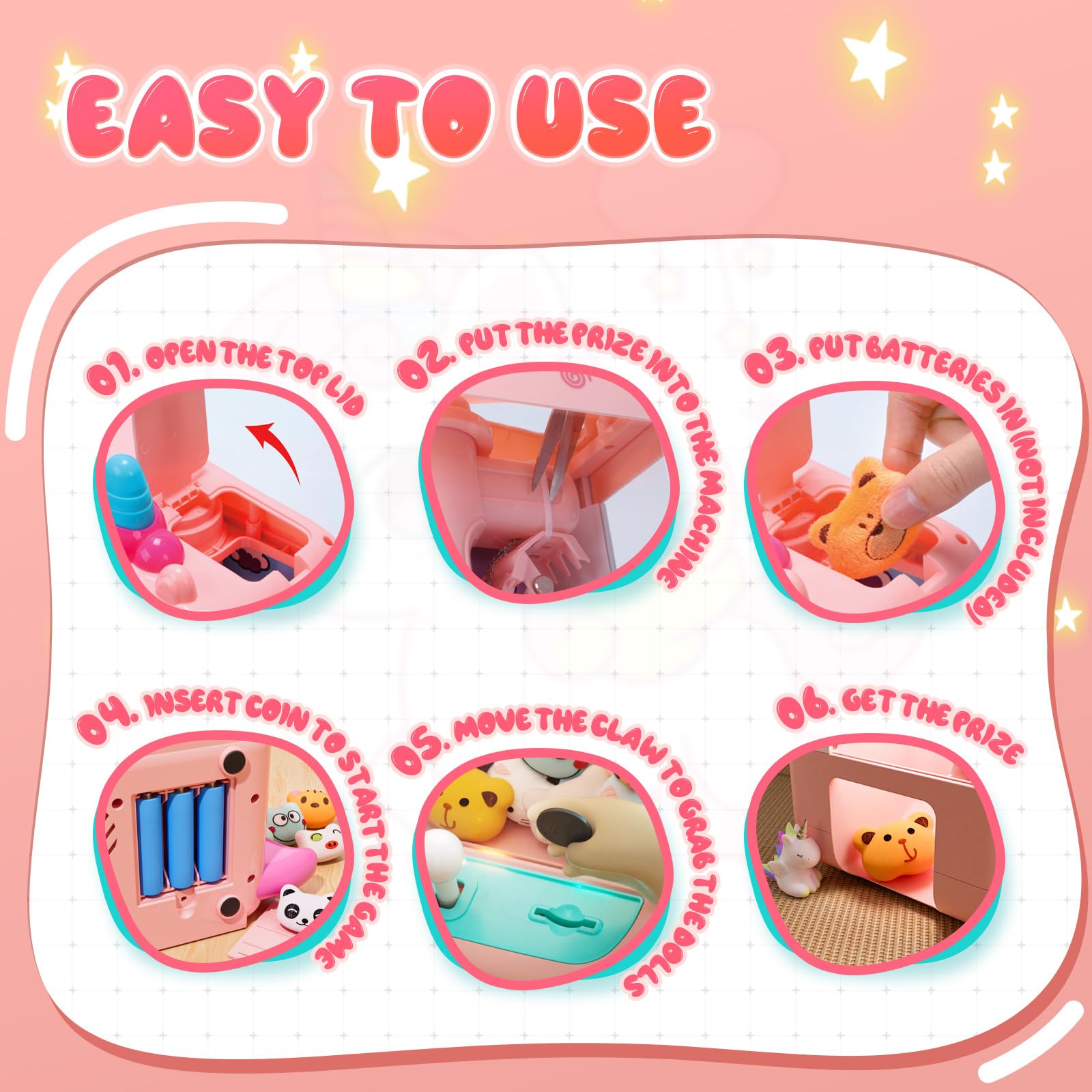 Skirfy Claws Machines for Kids Age 6+, Mini Vending Machines Girls Unicorns Toys with Sound & 20 Mini Plush Toys,Arcades Game Indoor Toy for Home Party Birthday