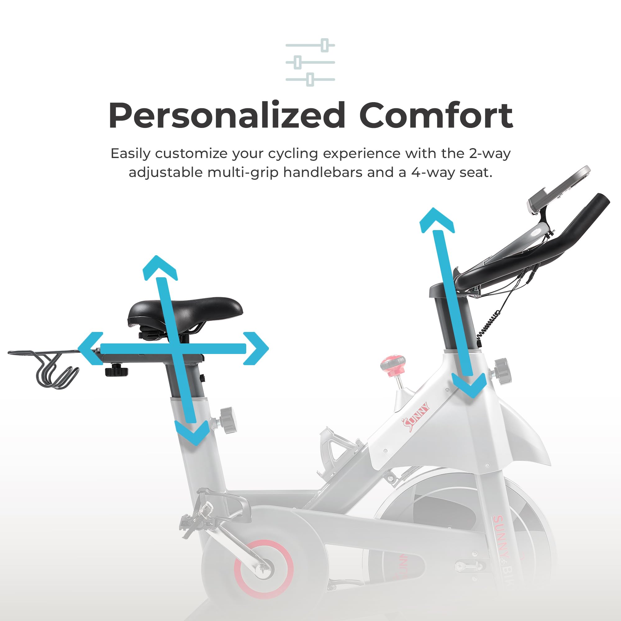 Sunny Health & Fitness Smart Cycling Exercise Bike, Free SunnyFit App Connection, Designed for Intensive Cardio Workout at Home, Adjustable Seat & Handlebar for Comfort Riding