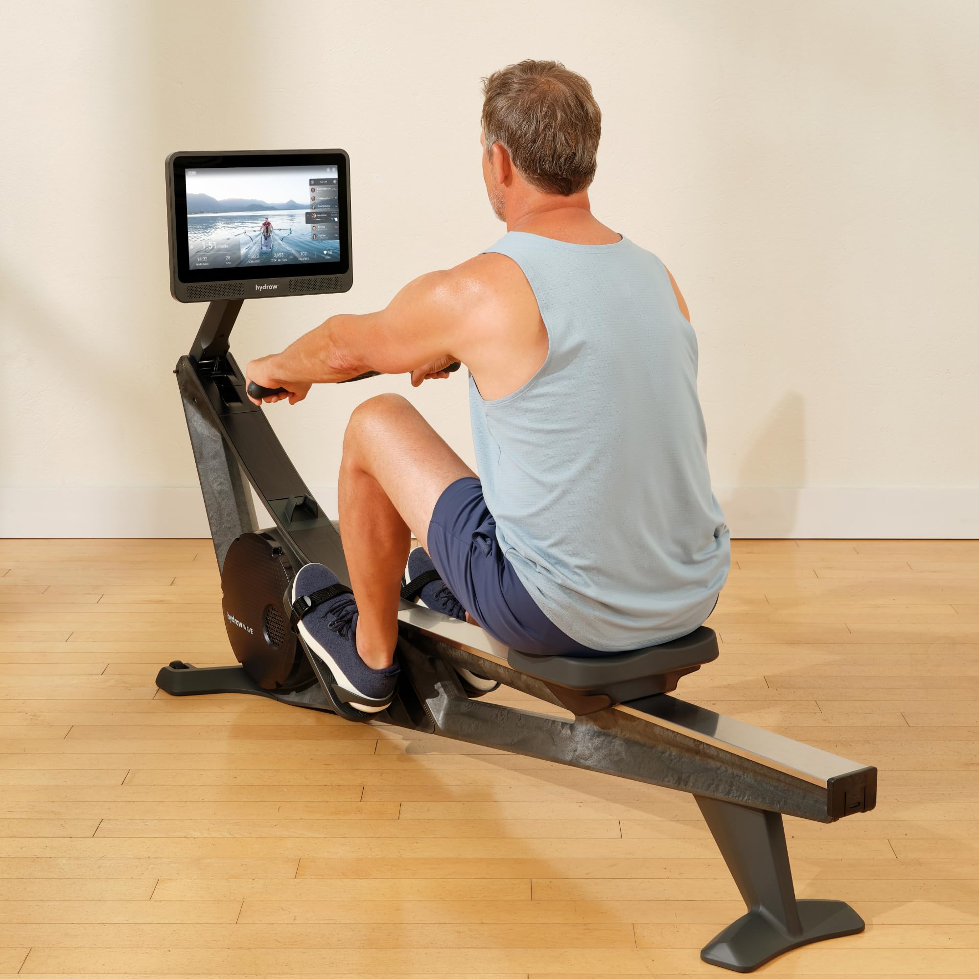 Hydrow Wave Rowing Machine with 16" HD Touchscreen & Speakers - Foldable | Live Home Workouts, Subscription Required