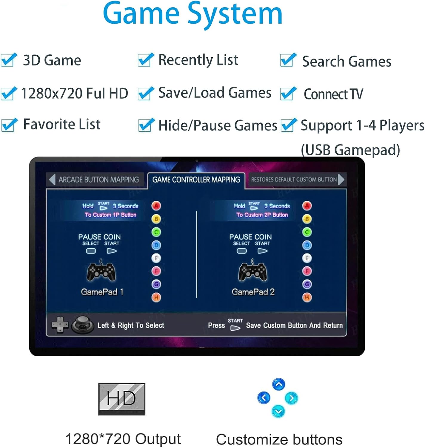 9800 Hand-held Portable Arcade Console 17.5-inch HD Screen Dual Players Retro Electronic Game Box DX, Retro Video Game Machine Search/Hide/Save/Load/Pause Games