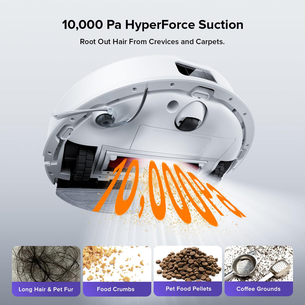 roborock Q10 S5+ Robot Vacuum and Mop, 10,000Pa Suction, Upgraded from Q8 max+, 70 Days Self-Emptying, Obstacle Avoidance, Sonic Mopping, Dual Anti-Tangle Design, Auto Mop Lifting, Black