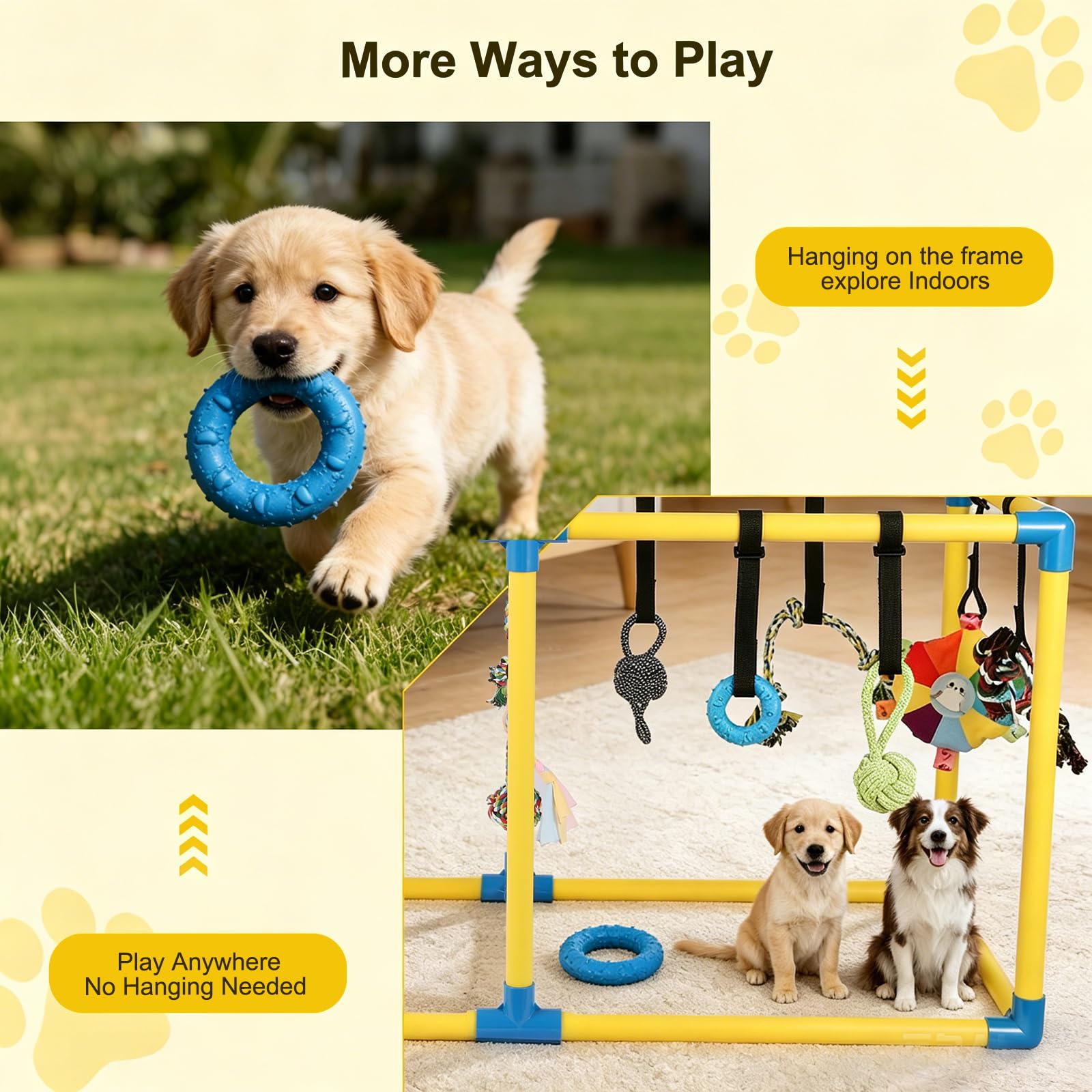 Puppy Jungle Gym with 8 Hanging Toys, Interactive Puppy Play Gym for Small Dogs, Indoor Teething Relief & Sensory Training Activity Center for Puppies 0-6 Months, No Tools Assembly