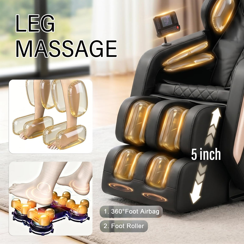 2026 Massage Chair Full Body, Zero Gravity Massage Recliner Chair with Auto Modes, 8 Fix Point Rollers, Airbag, Foot Massage, Touch Screen Controller, Deep Yoga Stretch, Heating Function