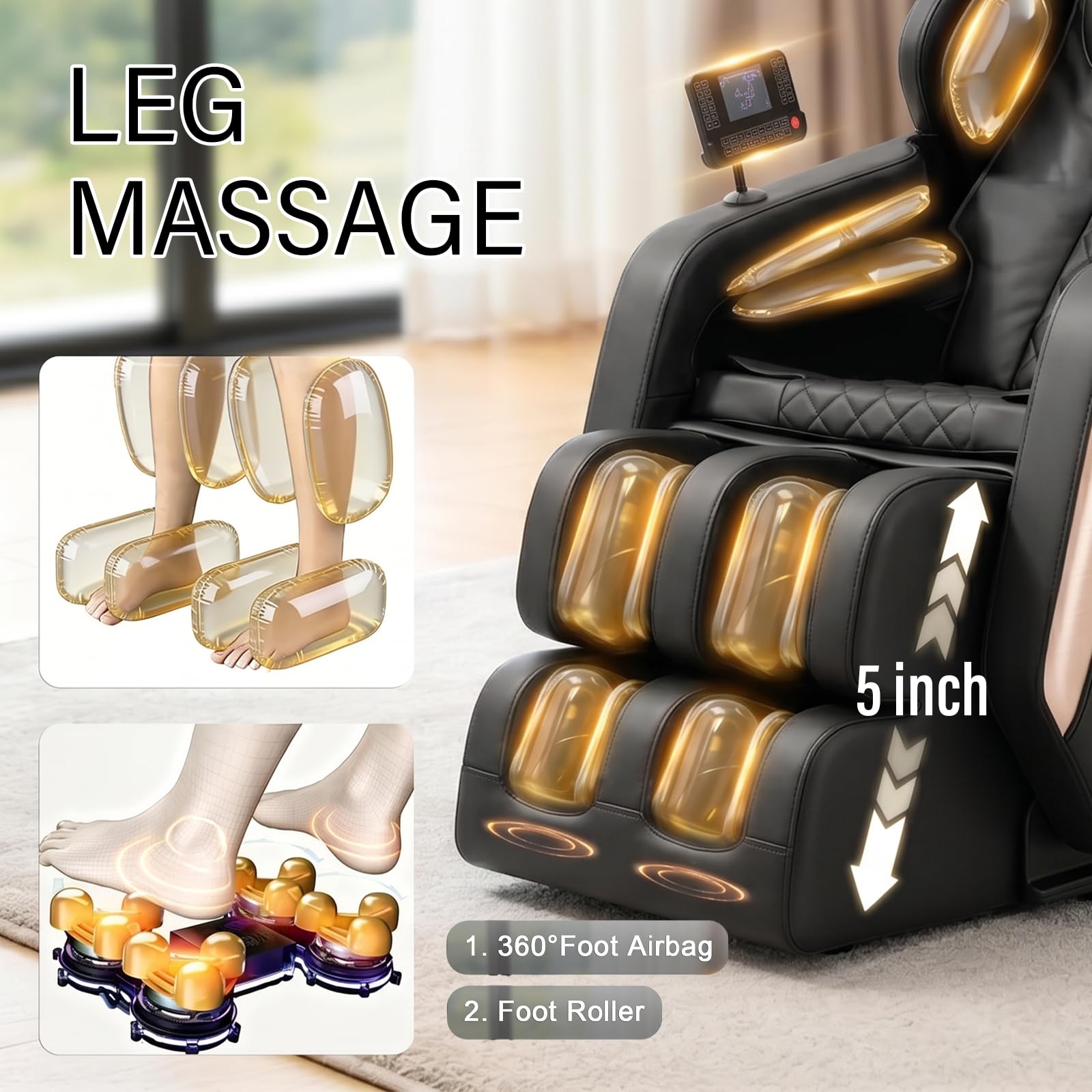 2026 Massage Chair Full Body, Zero Gravity Massage Recliner Chair with Auto Modes, 8 Fix Point Rollers, Airbag, Foot Massage, Touch Screen Controller, Deep Yoga Stretch, Heating Function