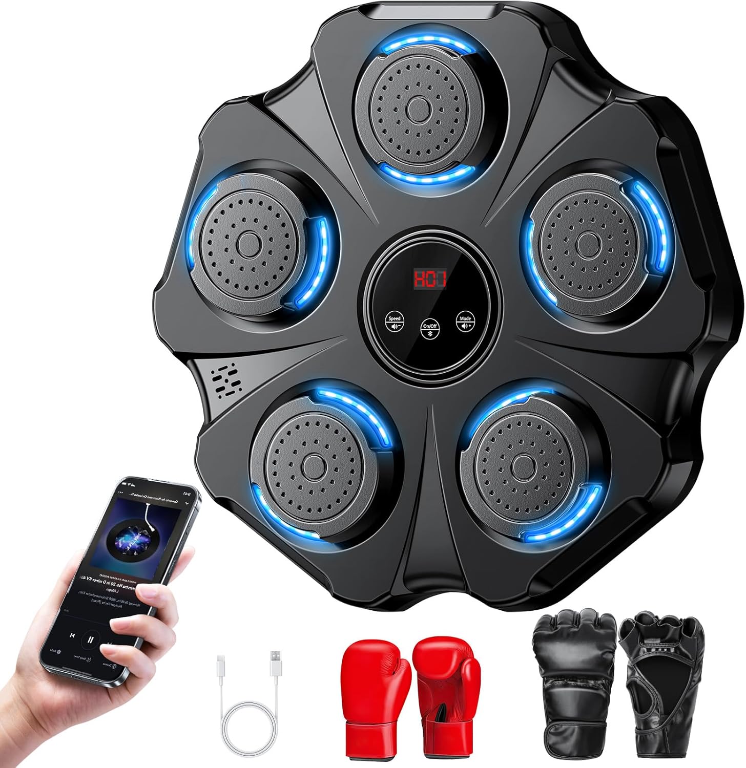 2026 Upgraded Music Boxing Machine - Interactive Punching Trainer, Large Size Wall Mounted Electronic Boxing Target with Adult & Kids Gloves, 9 Modes & 9 Speeds for Adults & Kids