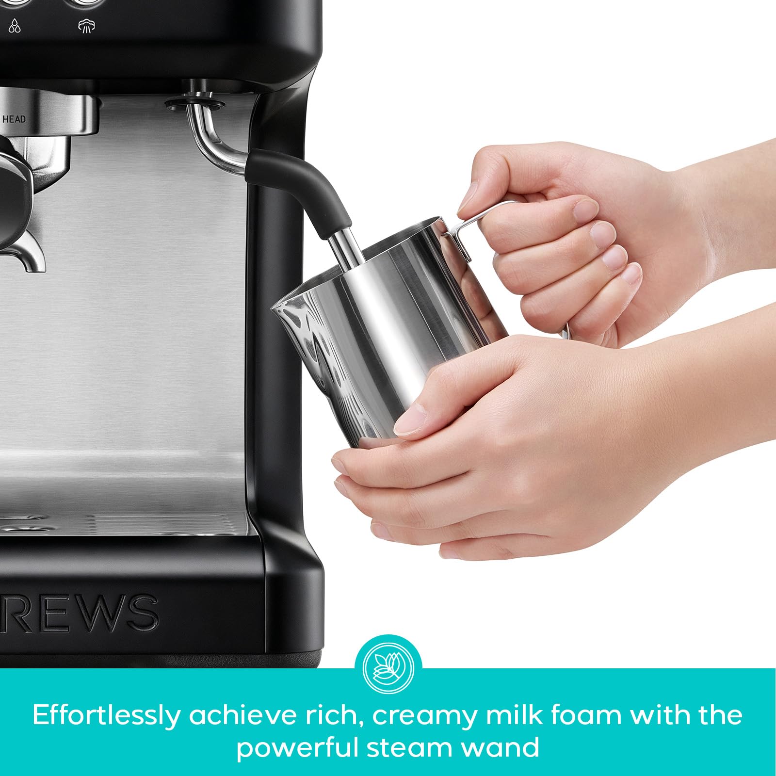 CASABREWS Ultra Espresso Machine with LCD Display, 20 Bar Espresso Maker with Powerful Milk Frother, Customizable Brewing Temperature, Barista-Level Latte and Cappuccino Machine for Home, Silver