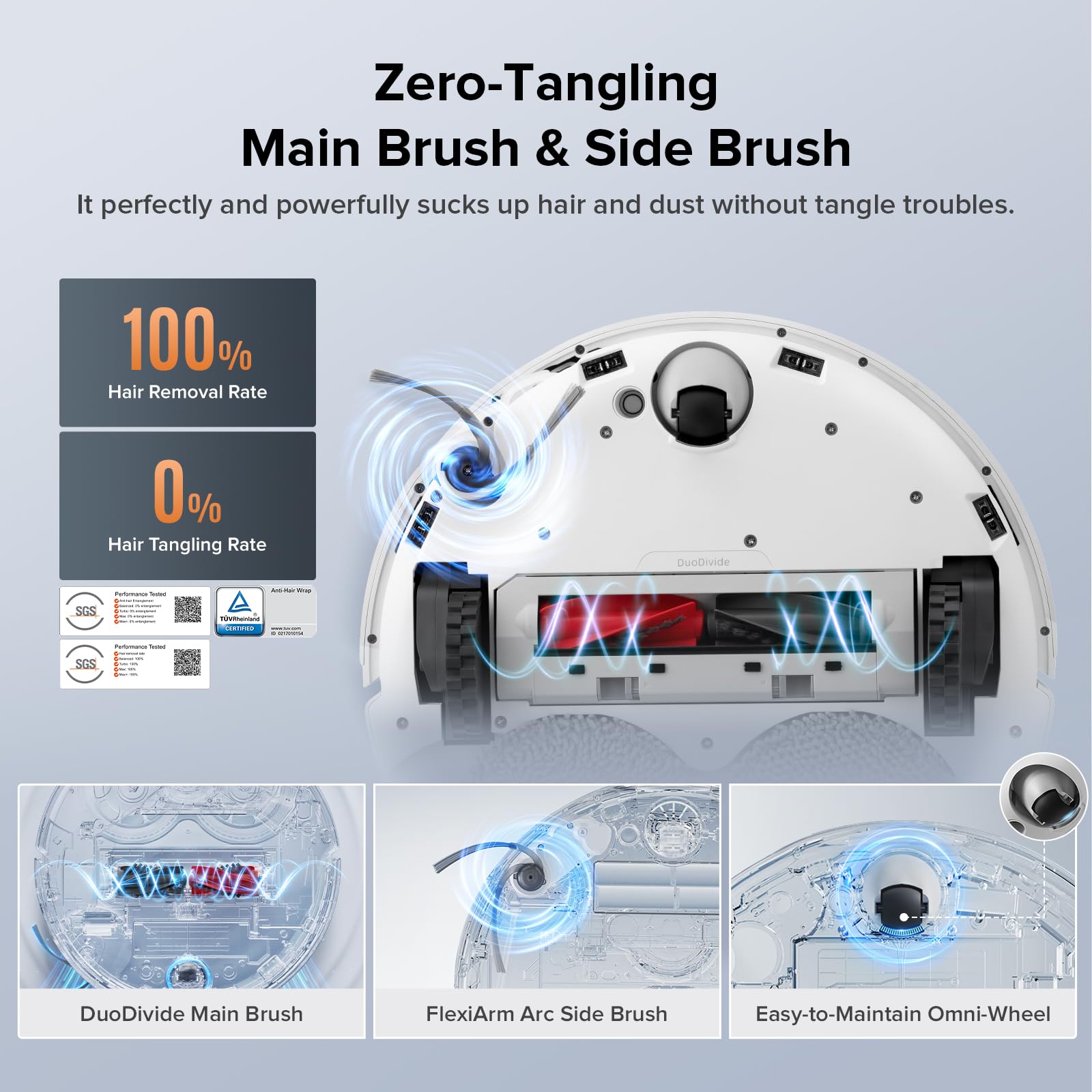roborock Qrevo Edge 2 Robot Vacuum and Mop, 25,000Pa, 3.14'' Ultra-Slim, Zero-Tangle, AI Object Recognition, 176℉ Hot Water Mop Washing & Auto-Drying, Carpet & Pet Hair, FlexiArm Edge Cleaning