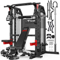 Multi-Function 2000LB Smith Machine Power Cage, Home Gym Squat Rack Featuring LAT Pulldown, Dual Pulley Cable Crossover, Gym-Quality Power Rack with Strength Training Attachments, Pegboard