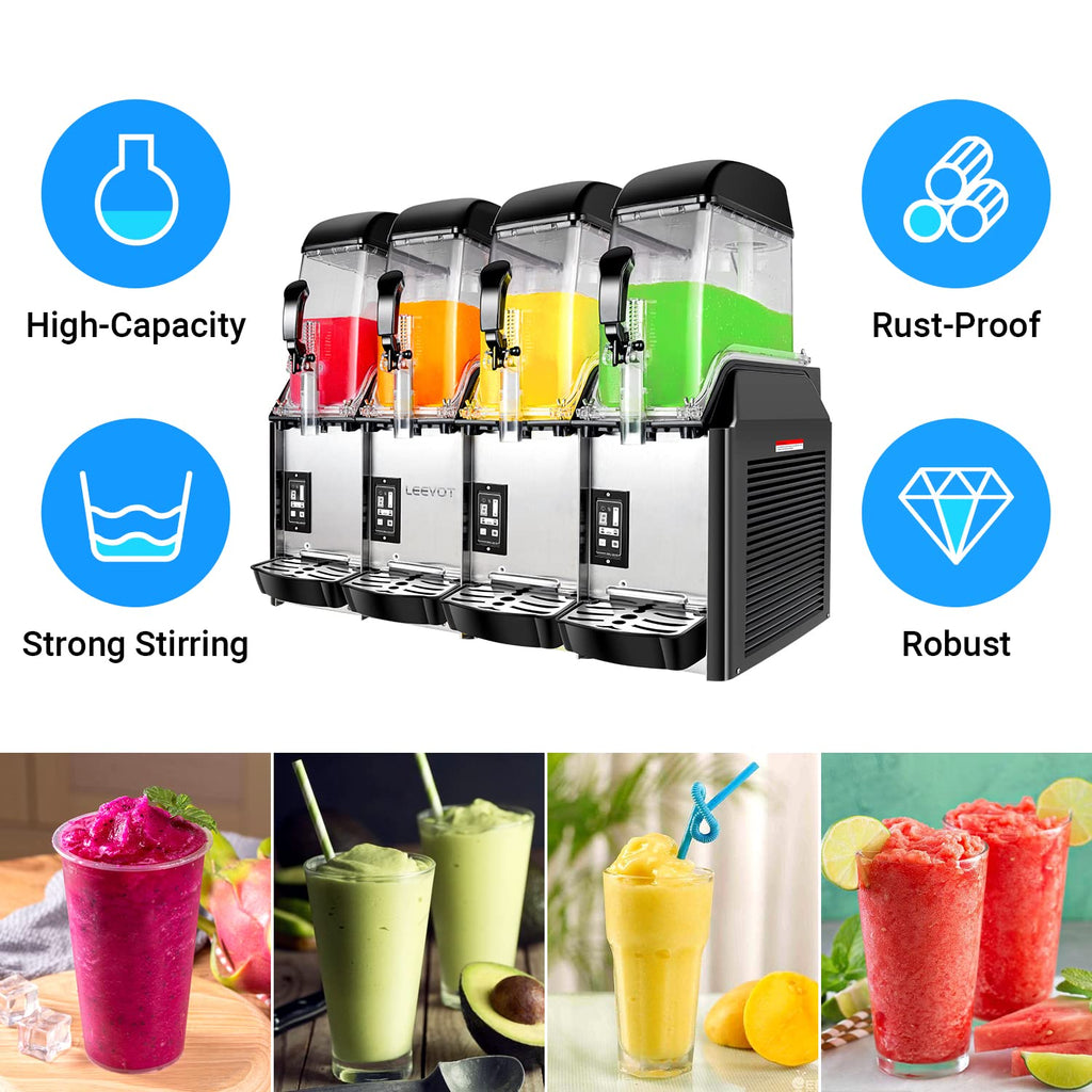 Slushy Machine,15L x2 Double Tanks Comercial Margarita &Slushie Machine,120+ Cups 1000W 110V Electric Large Daiquiri Machine with Self-cleaning Mode,for Home Party Restaurants Cafe Bars