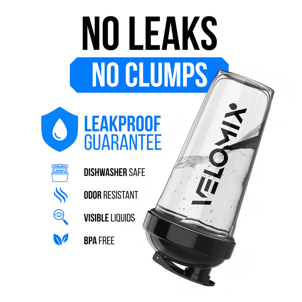 VELOMIX -4 PACK- 28 oz Protein Shaker Bottle for Protein Mixes - 4x Wire Whisk | Leak Proof Shaker Cups for Protein Shakes | Protein Shaker Bottle Pack | Protein Shake Cup (NeoCool Pack)