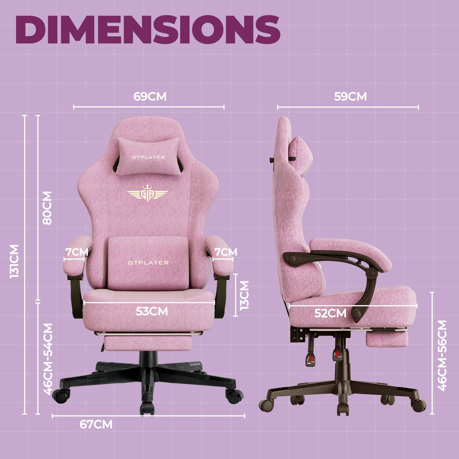 GTPLAYER Gaming Chair with Pocket Spring Cushion, Big and Tall Gamings Chairs 350LBS High Back Computer Chair with Footrest for Adults Lumbar Support Swivel Game Chair for Office,Leather Black-Massage