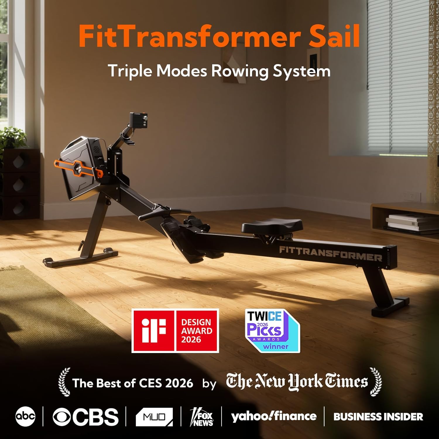 Sail Smart Home Gym, 3-in-1 Rowing Machine, Digital Weight System for Strength & Cardio Training, All-in-One Gym Equipment, Functional Rower Station