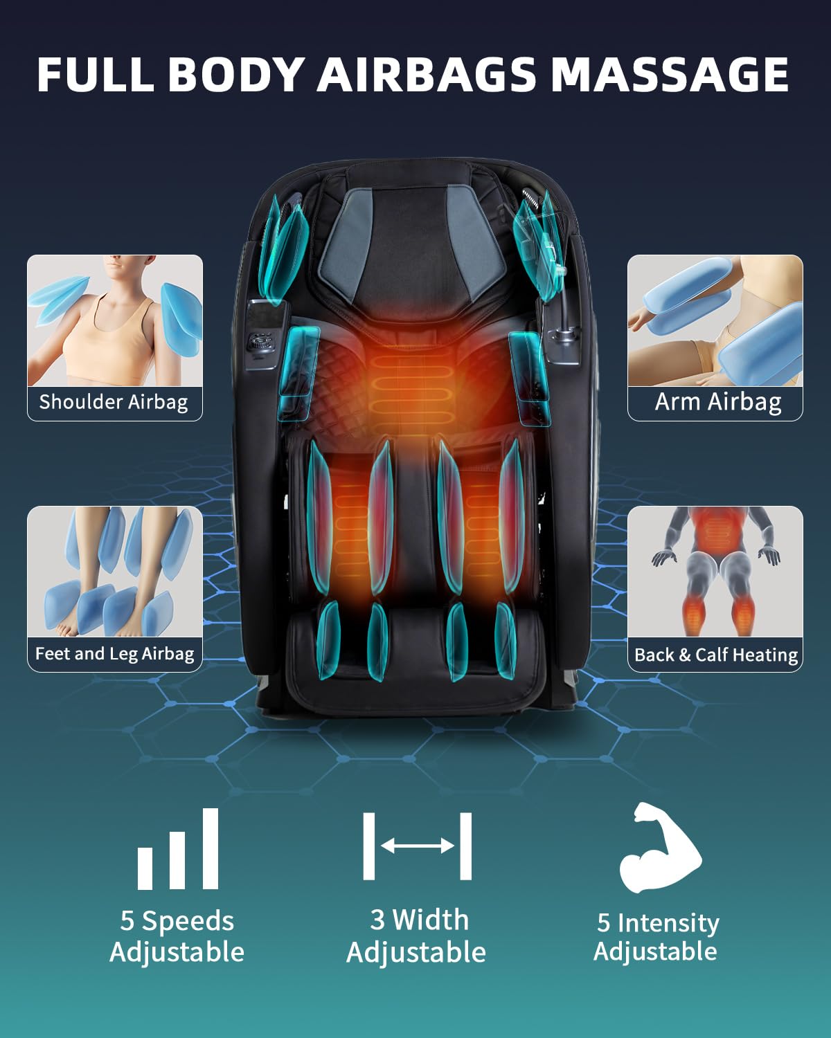 Full Body Zero Gravity Massage Chair with Body Scan 4D Intelligent Shiatsu Strecth Massage, Back/Leg Heated with AI Voice Control Bluetooth Speaker Airbags SL Track Massage Black