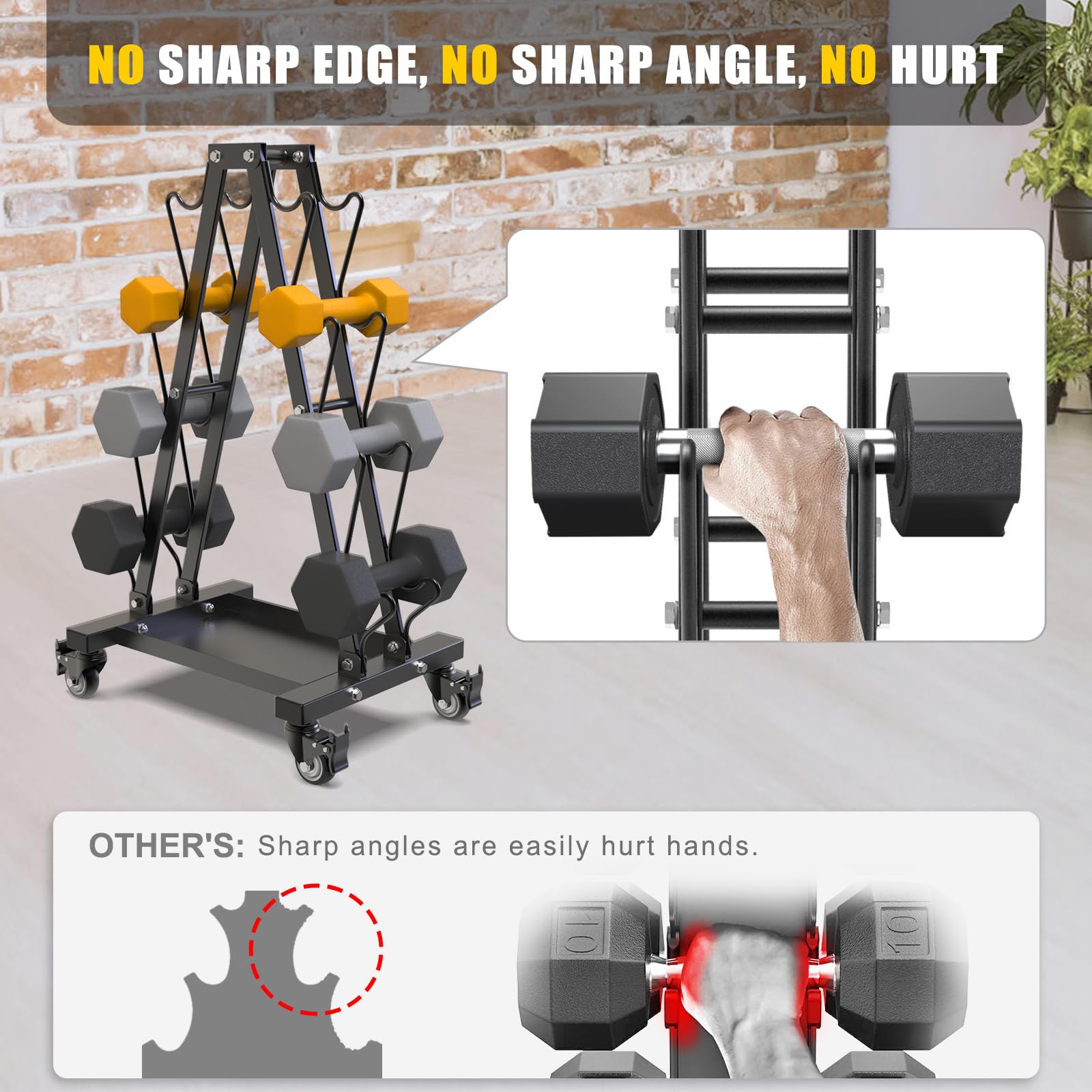 Kipika Heavy Duty 3 Tier Dumbbell Rack Multifunctional, Weight Rack for Dumbbells, Home Gym Equipment, Suitable for Storage of Dumbbell, Kettle Bell, Barbell Plate, Barbell Bar