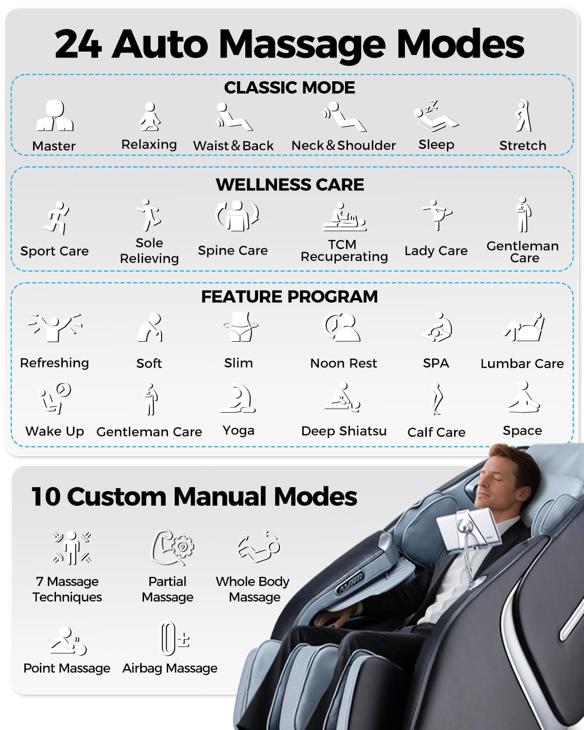 4D Massage Chair Full Body Zero Gravity Shiatsu Messager Chair-SL Track AI APP Body Scanning Heating Back Foot Recliner-Massaging Chairs for Office Home