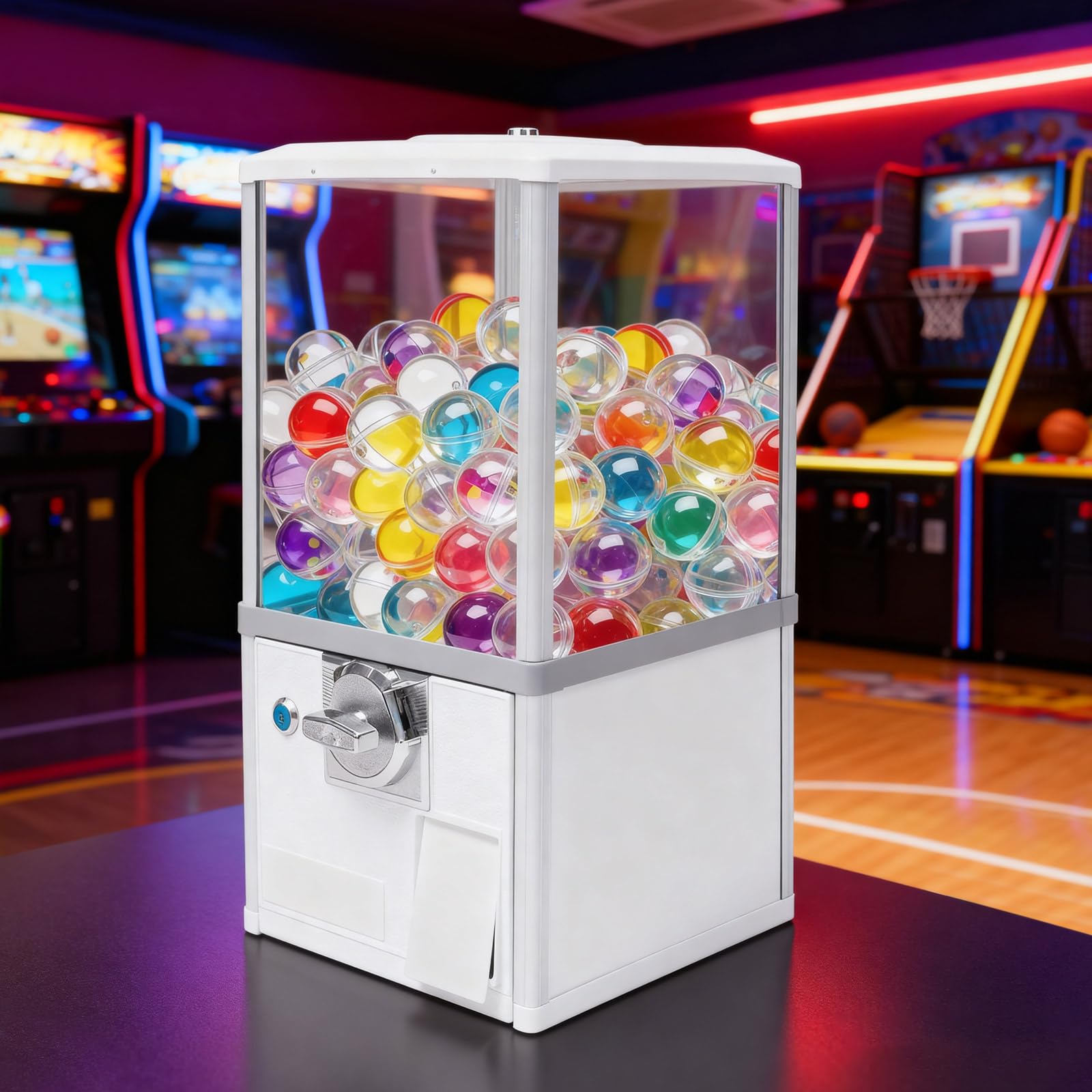 Big Capsule Vending Machine,25 Cent Commercial Vending Machine,Gumball Machine,Coin Operated Vending Machines for 1.77in Capsule,Dispenser Prize Machine for Game Stores(Blue)