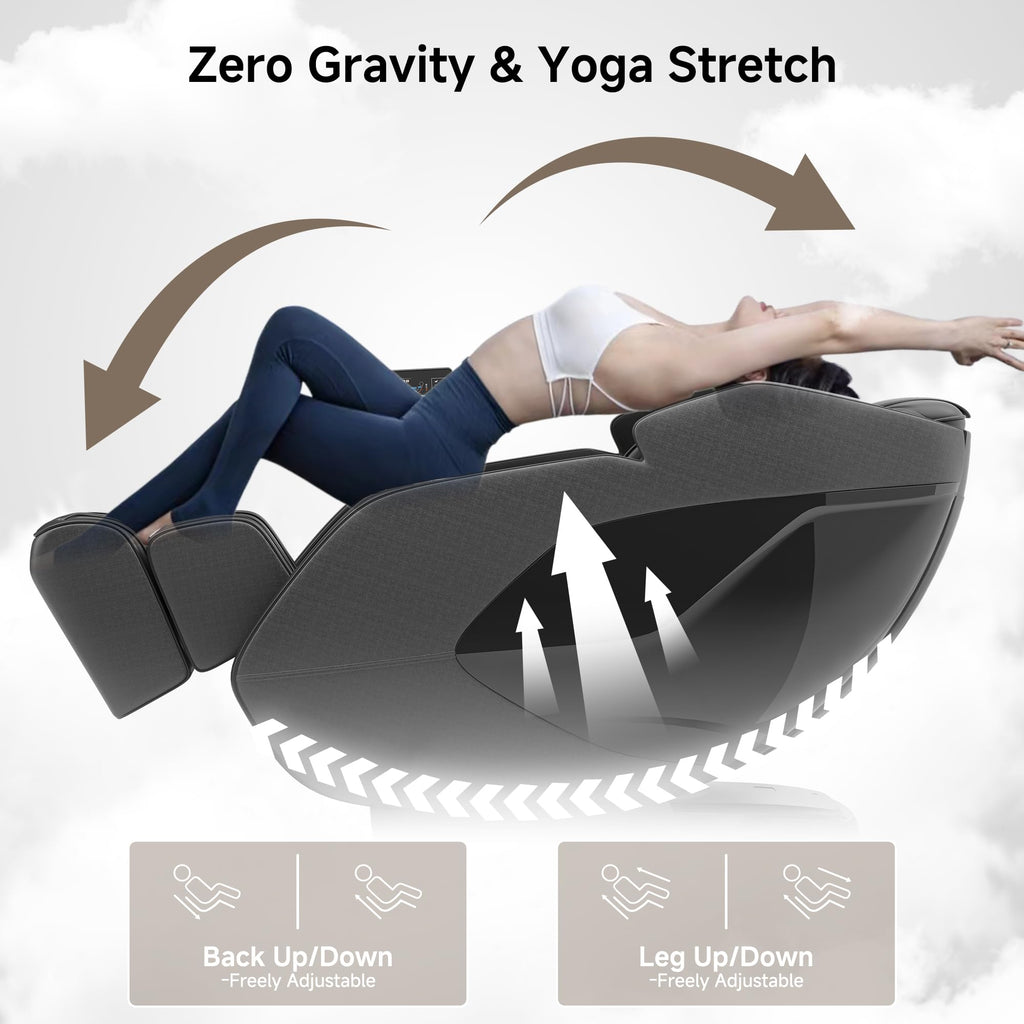 Real Relax 4D Massage Chair Full Body, Zero Gravity SL Track Recliner with Backlit Toch Pad, Negative Ion Purification, Aromatherapy, 20 Auto Modes, Yoga Stretching, Auto Body Scan, Black