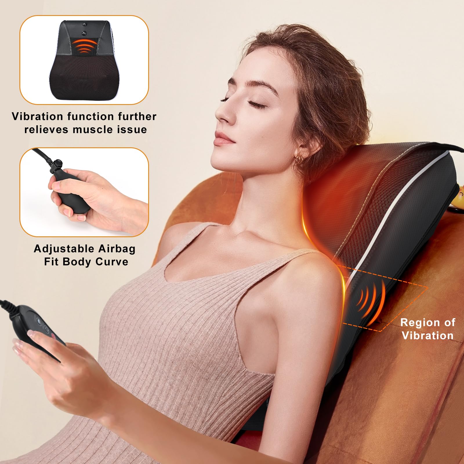 Shiatsu Neck and Shoulder Massager with Heat, Back Massager for Pain Relief Deep Tissue, 3D Kneading Massager for Chair Home Office Car, Gifts for Mom, Dad, Women (Black)