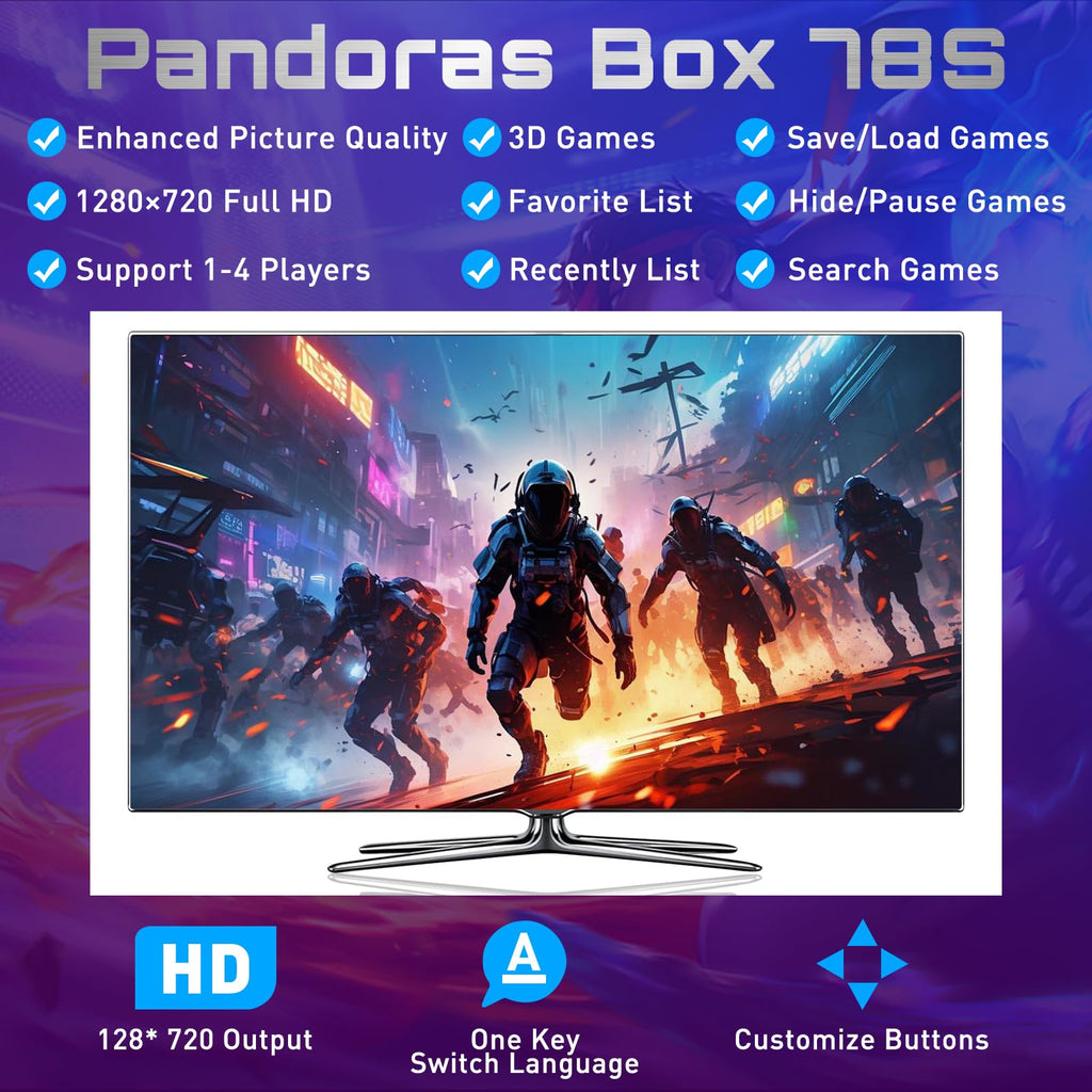 29800 in 1 Pandora's Box Retro Arcade Game Console, 4 Player 3D Magic Modding Game, Search Save Delete Cheats, Favorites List, 128G TF