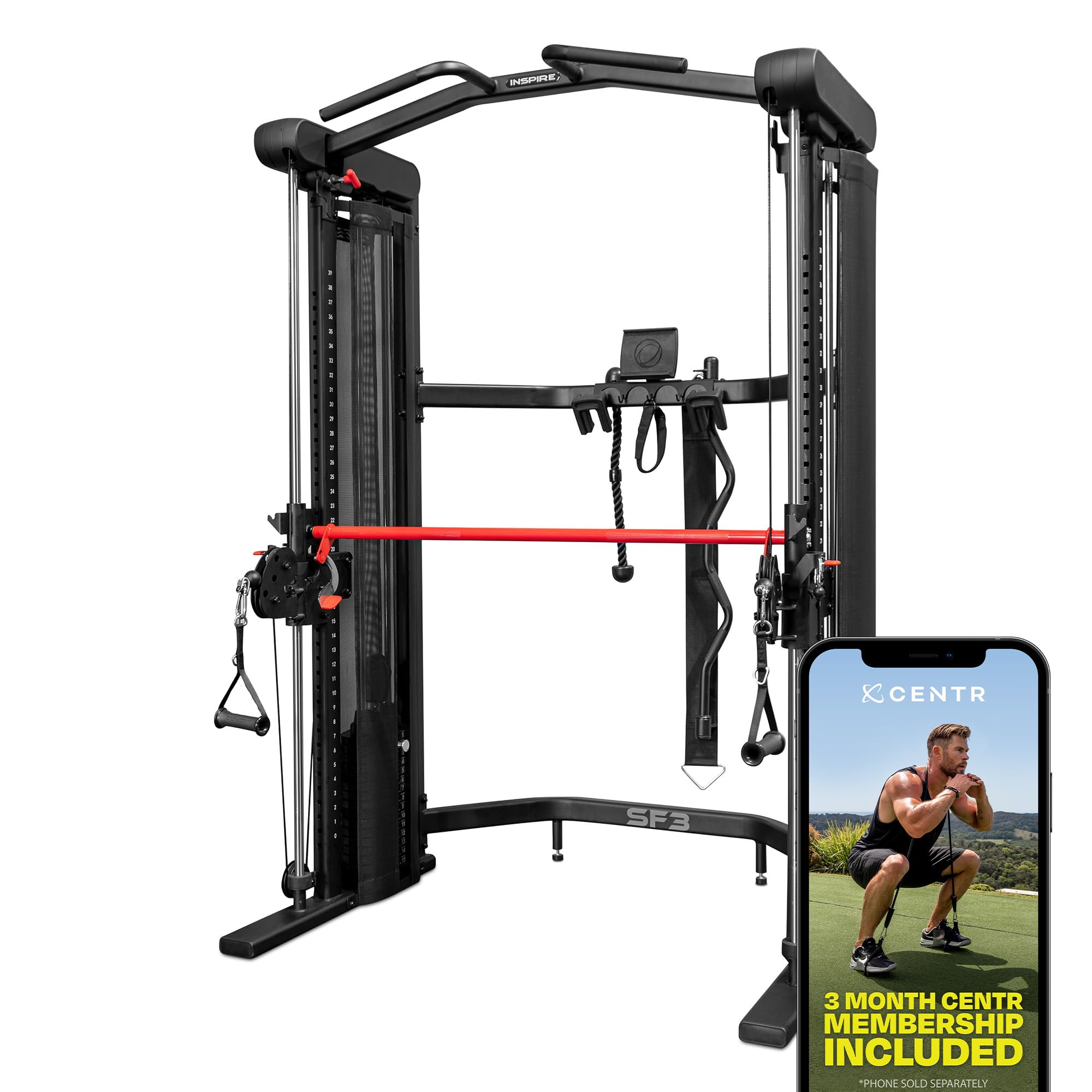 Inspire Fitness FTX Functional Trainer - Compact at Home Workout Machine with Accessories - Space Saving Design - Home Gym Cable Machine and Two 165 lb Weight Stacks