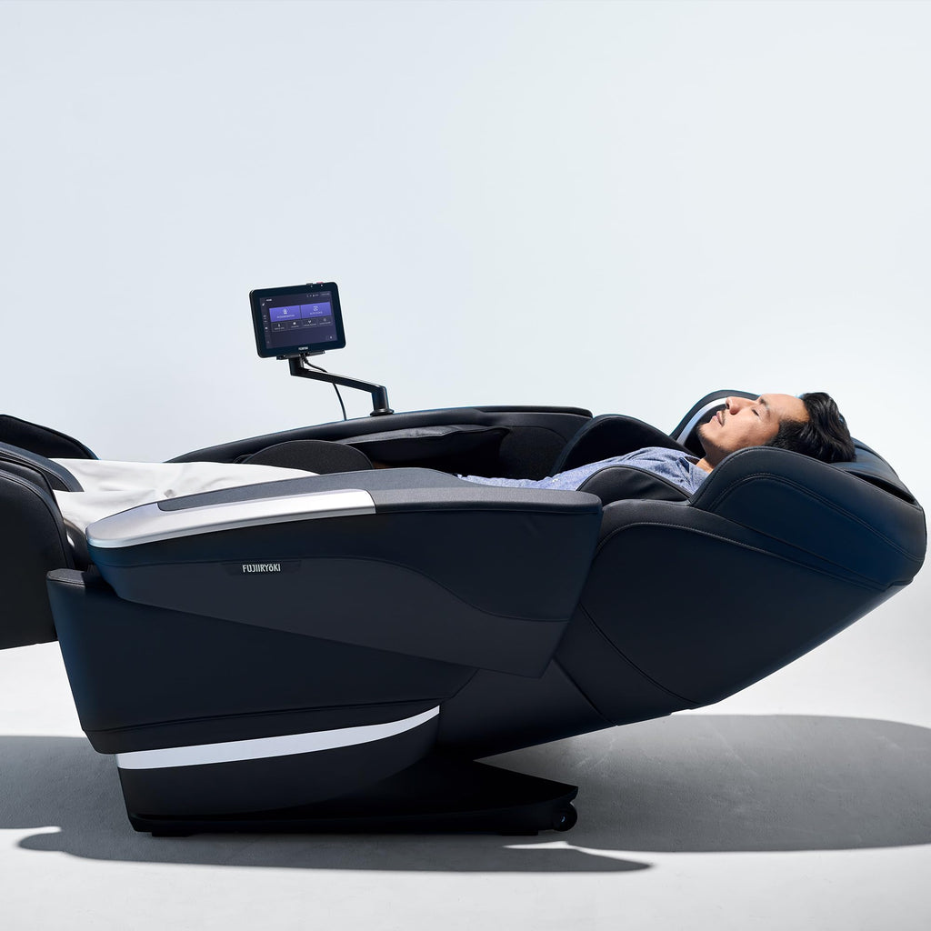 FUJIIRYOKI Cyber Relax Ai 5D Massage Chair - Advanced Massage Technology, Relaxing, Therapeutic, Home & Office, Stainless Steel Base, Polyurethane Foam, Accommodates 6'4" (Onyx)