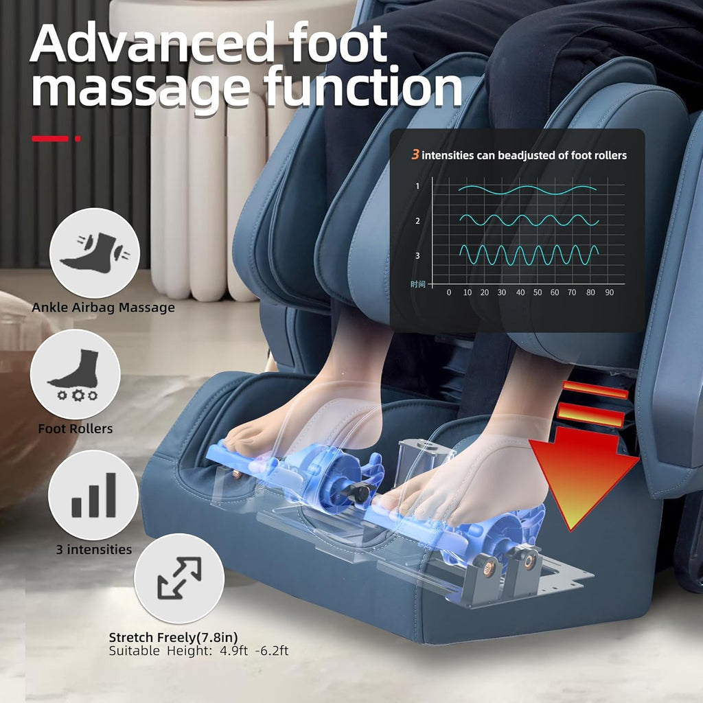 4D Massage Chairs Full Body Recliner with Heat Zero Gravity 57'' SL Track Shiatsu Massage Chair for Home Office with AI Voice, 7" Touch Screen, Wireless Charging,Neck & Shoulder Relief