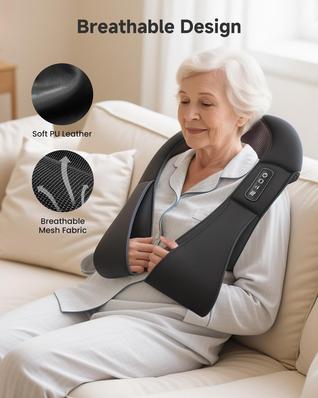 Snailax Shiatsu Neck and Shoulder Massager - Back Massager with Heat, Deep Kneading Electric Massage Pillow for Neck, Back, Shoulder,Foot,Body