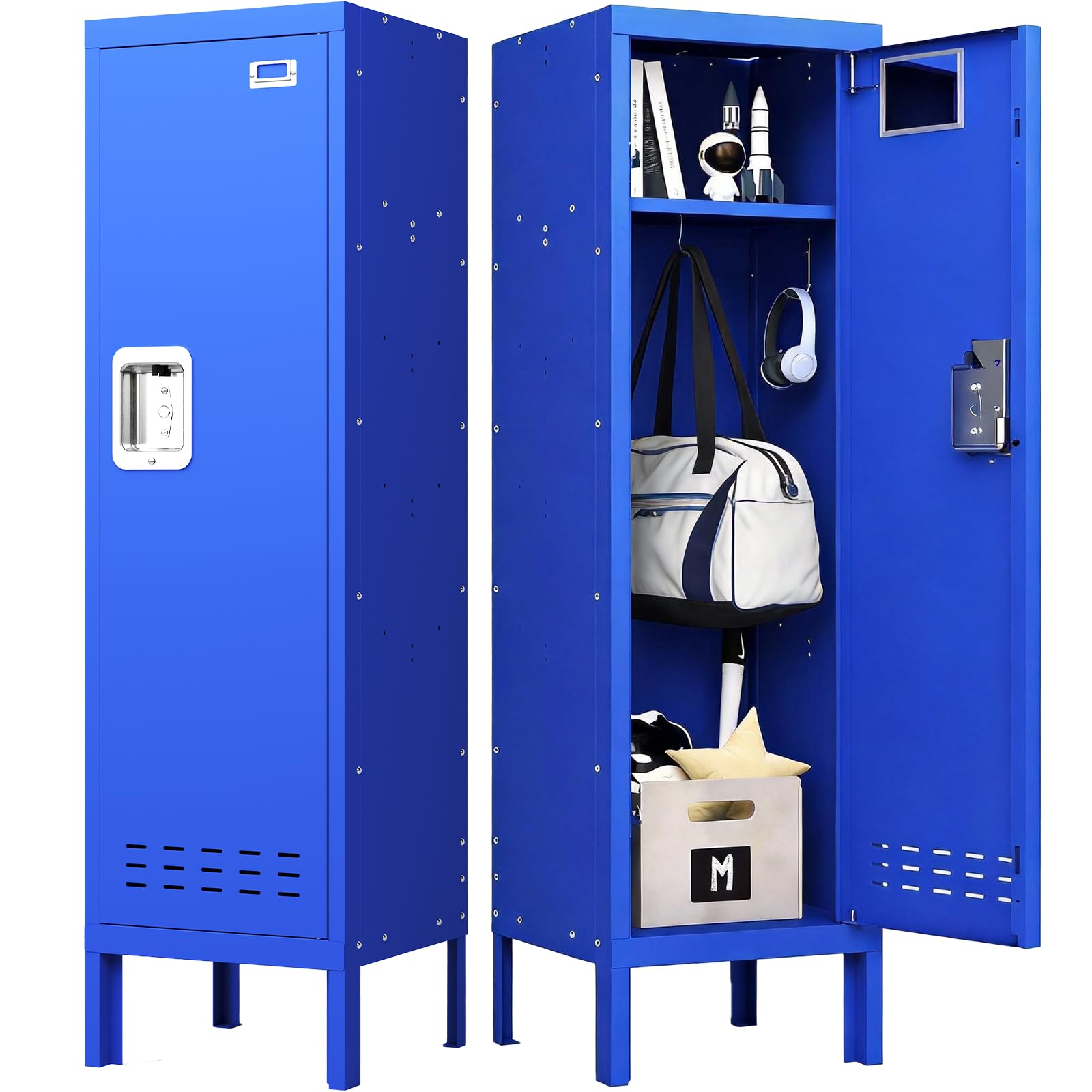 BUTISOW Metal Lockers - 66" Height Steel Lockers for Employees with 5 Door Storage Locker with Card Slot for Employees Gym School Home Office Garage - Assembly Required