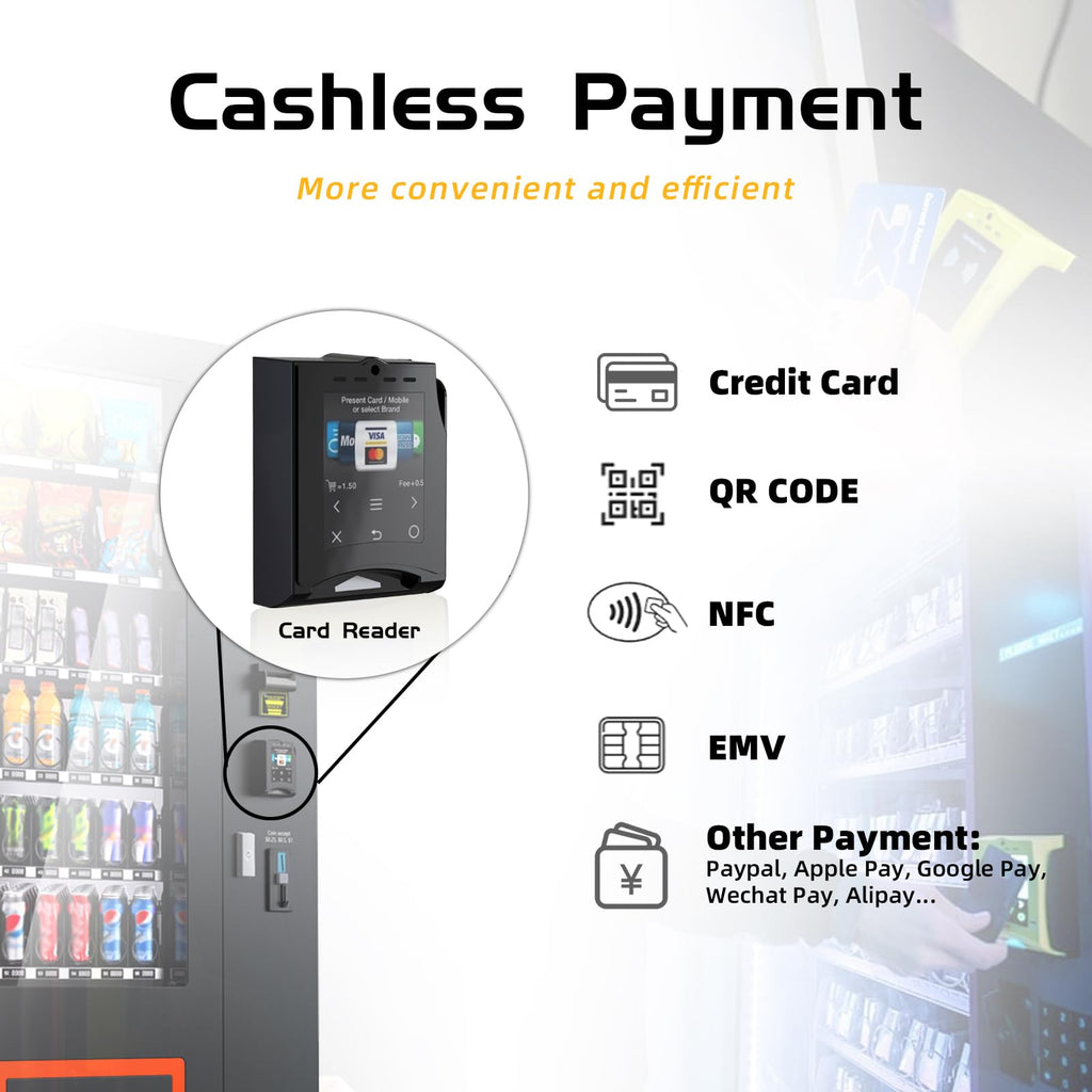 Beverage Snack Combo Commercial Vending Machine for Business with Credit Card Reader & Bill and Coin Acceptor Refrigerated Cold Drink soda with Temp Control Touch Screen