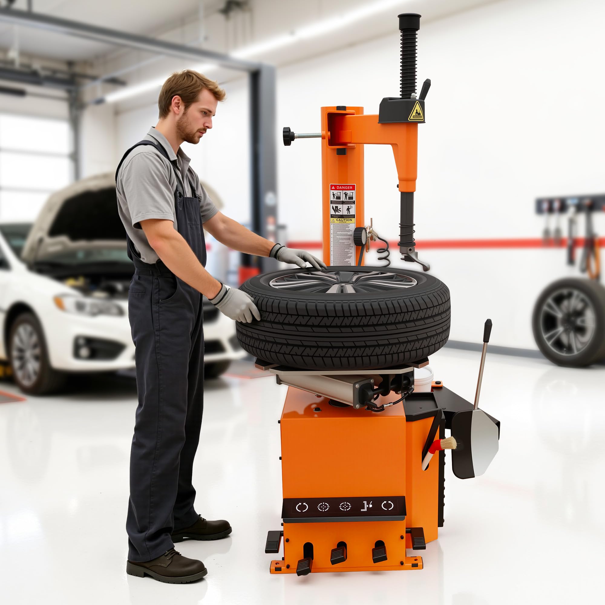 Albott 2HP Tire Changer Machine, 110V Heavy-Duty Wheel Changer for 10"–24" Rims, Outside Clamp 10"–20" Inside Clamp 12"–24", Tire Mounting and Demounting Tool for Home Garage & Auto Shop