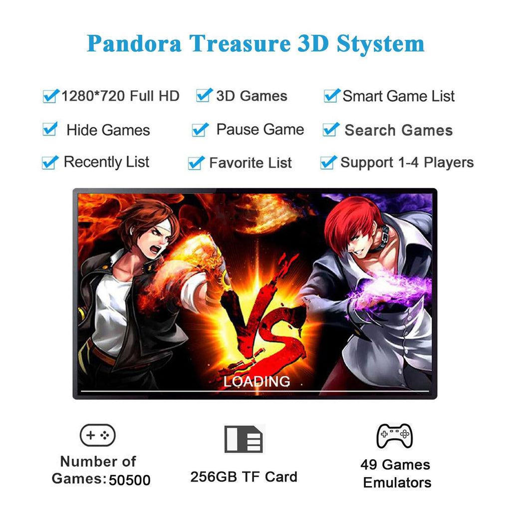 GWALSNTH 50500 in 1 Pandora Box Ultra Arcade Games Console, Plug and Play Video Games,1280X720 HD Display,49 Games Emulators,256GB TF Card,Up to 4 Players,Splited Type