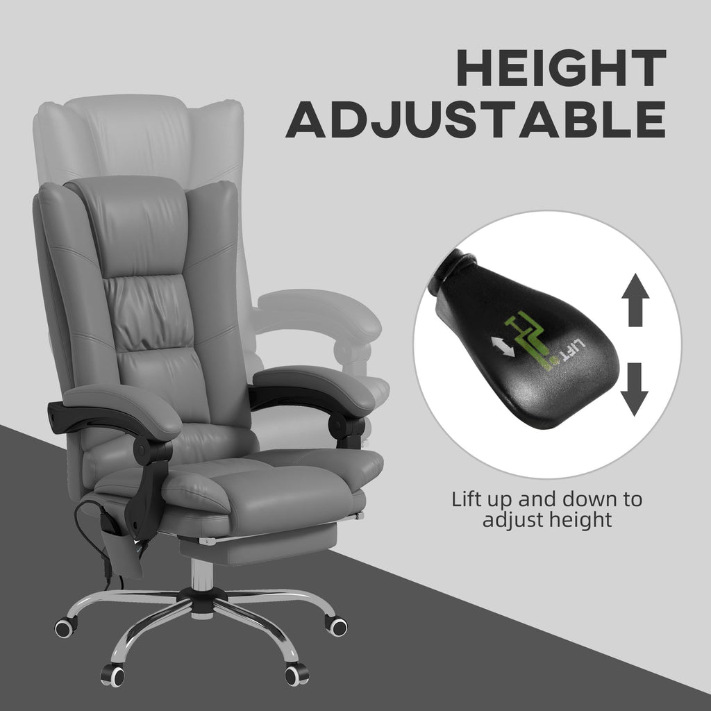 Vinsetto Executive Massage Office Chair with 4 Vibration and Heat, 3 Modes, PU Leather Swivel Chair with Adjustable Height, Reclining Back, and Footrest, Light Brown
