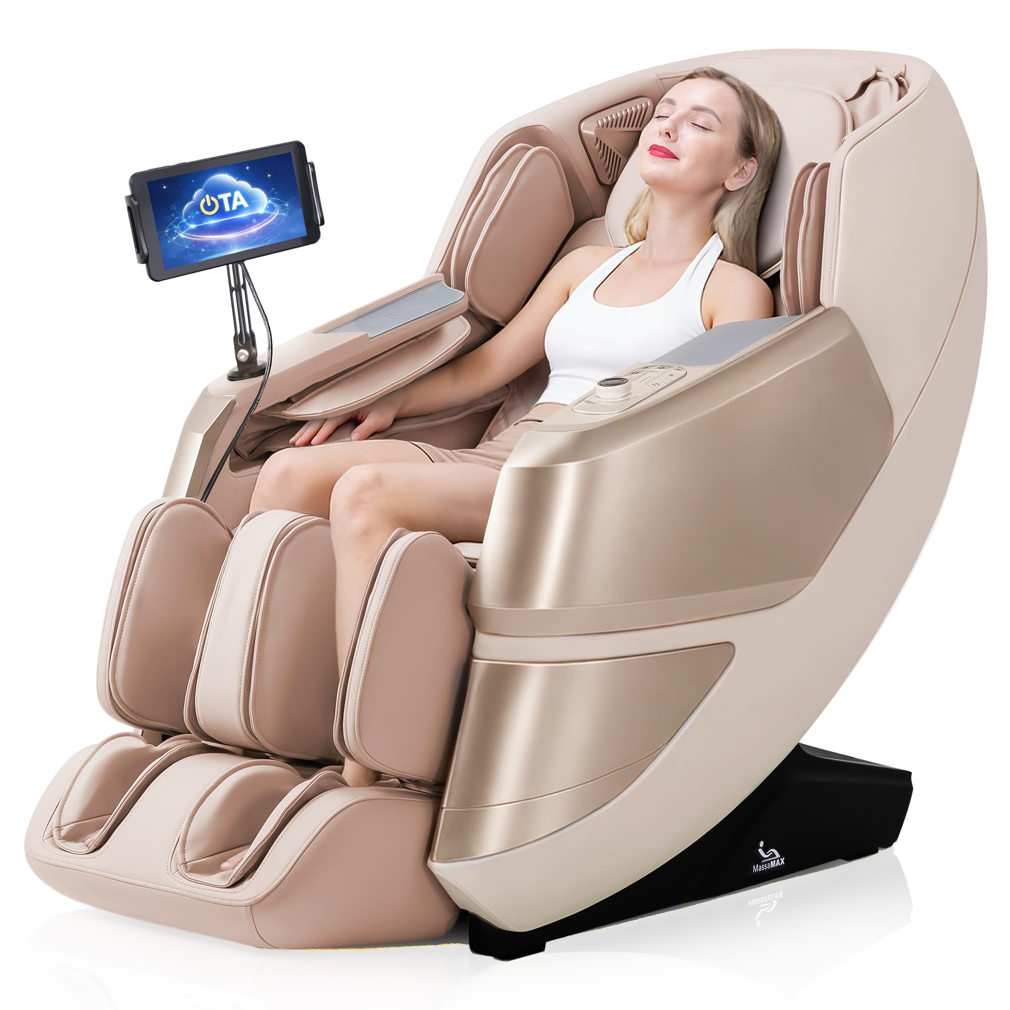 MassaMAX 2026 4D Massage Chair, Full Body Recliner with OTA Cloud Tech, Deep Yoga Stretch, 27 Auto Modes, 55" SL Track, APP & AI Voice Control, Auto Footrest, Zero Gravity, and Heating for Relaxation
