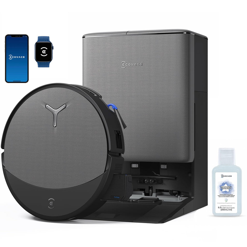 ECOVACS DEEBOT T90 Omni Robot Vacuum and Mop, 30,000Pa Suction, Instant Self-Cleaning OZMO Roller Mop, TruEdge Deep Edge Cleaning, ZeroTangle, Hot Water Wash & 145°F Air Dry, AI Obstacle Avoidance