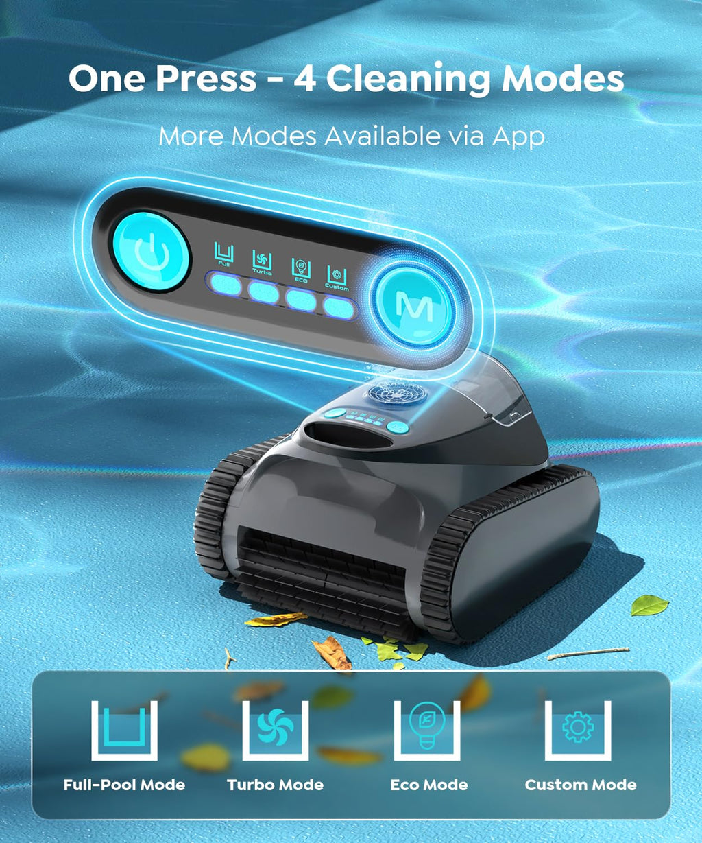 C1 Cordless Pool Cleaner Robot with 180 Mins, Powerful Triple-Motor Suction, Wall & Waterline Deep Cleaning, Smart Paths with APP, Dual-Layer Filtration, for Inground Pools (Dusk Blue)