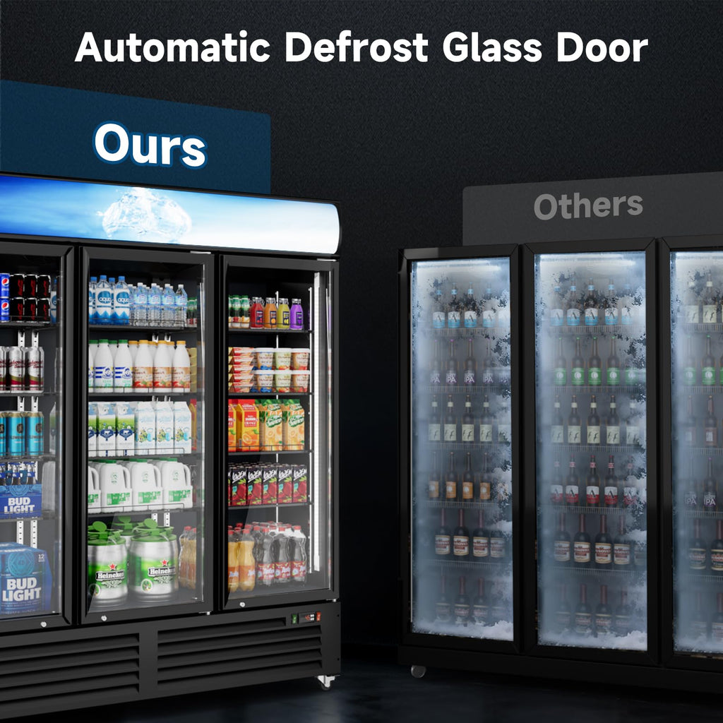 ETL & DOE Certified Commercial Beverage Refrigerator 14.8 Cu Ft, Commercial Display Fridge with Glass Door, Upright Merchandiser Refrigerator Cooler with Front LED Light for Stores, Restaurant, Office