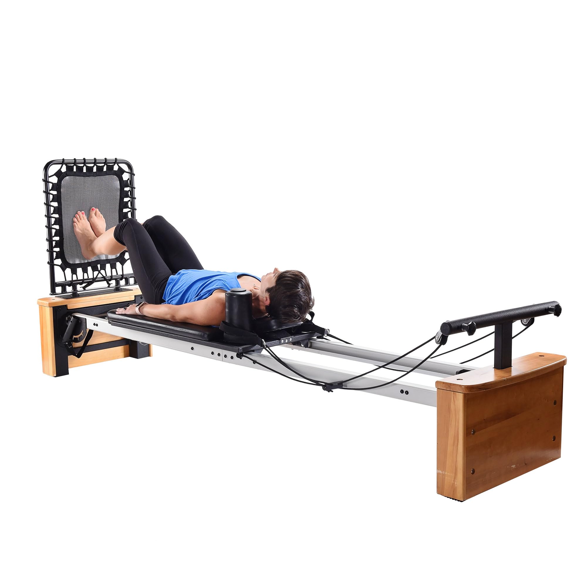 Stamina Products AeroPilates Board Reformer with Oak Wood Base – Studio Grade for Home Use with Cardio Rebounder, Adjustable Foot Bar, 4 Resistance Springs, and Workout DVD