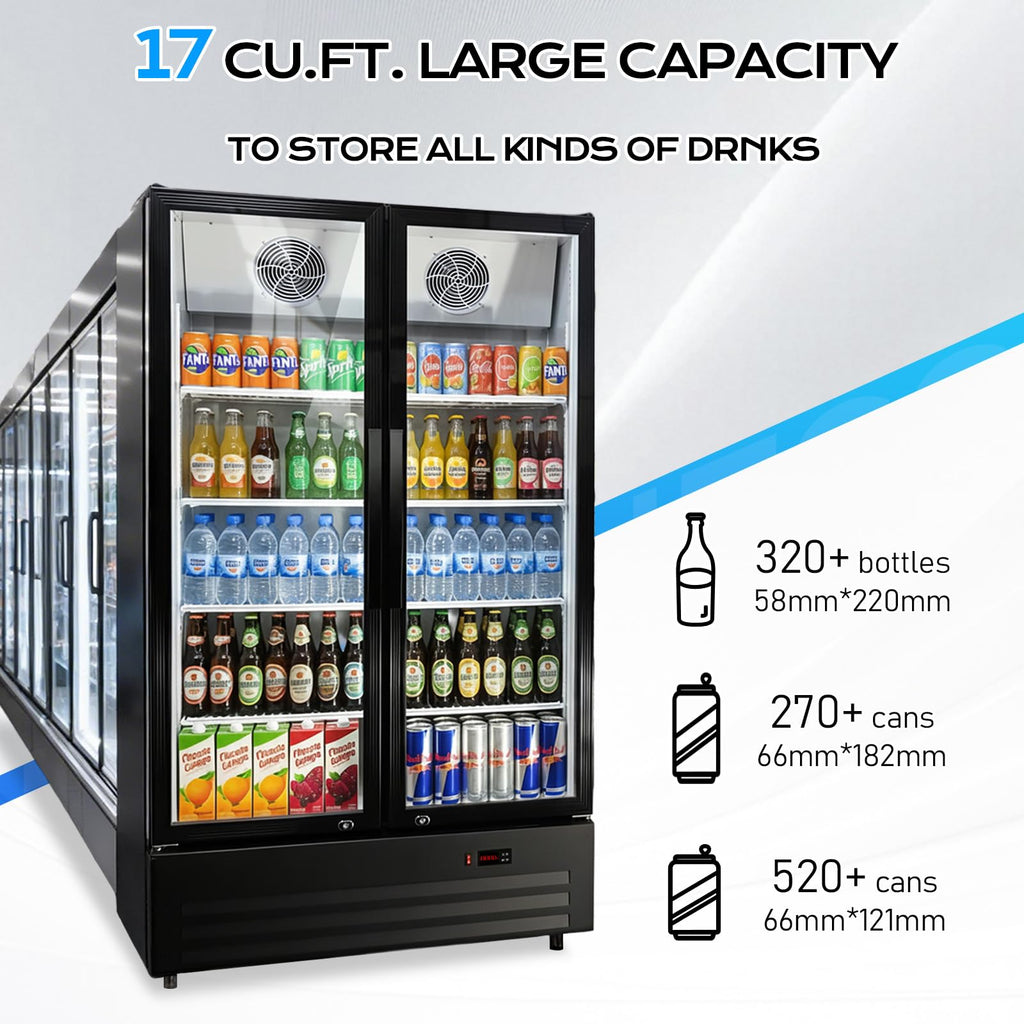 ROVSUN 8 Cu.Ft Commercial Refrigerator Display Refrigerator ETL NSF Certified, Slim Commercial Beverage Cooler Glass Door Merchandiser Drink Fridge w/Adjustable Shelves LED Light for Bar Restaurant