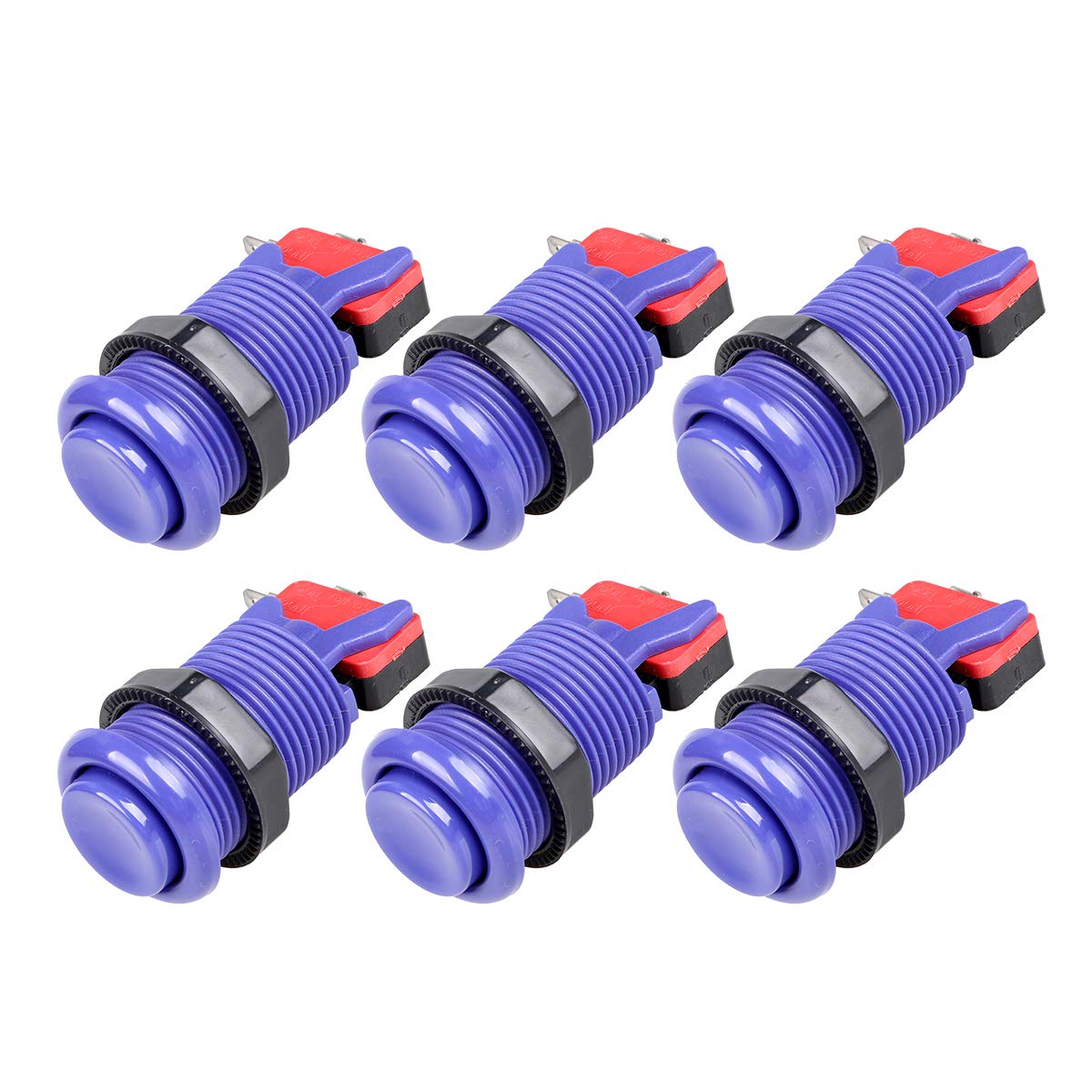 EG STARTS 6X American Style Standard Arcade Buttons Switchable Happ Type 30mm Push Button 3/16" Terminal for Jamma Mame Kit Parts (Each Color of 1)
