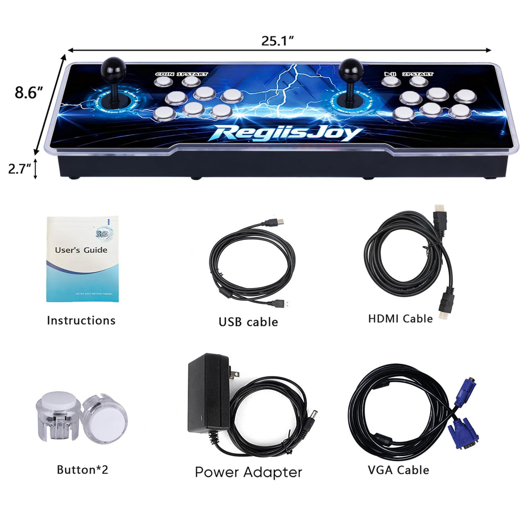 RegiisJoy 36800 in 1 Arcade Game Console Pandoras W88 Pro WiFi Function Game Machine for PC & Projector & TV, 2-4 Players, 1280X720, 3D Games, Search/Hide/Save/Load/Pause Games, Favorite List